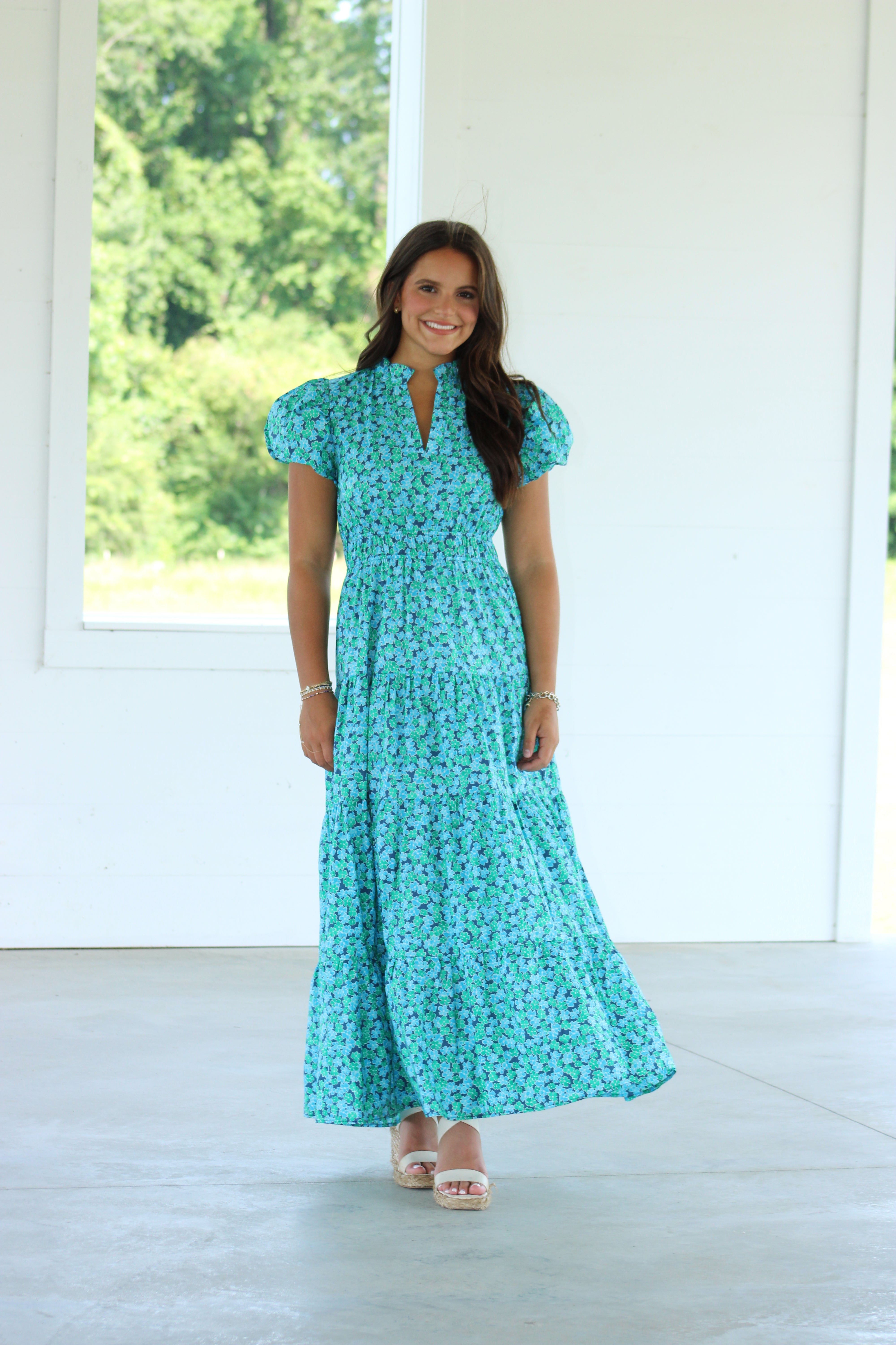 Claudia Maxi Dress - Green & Blue