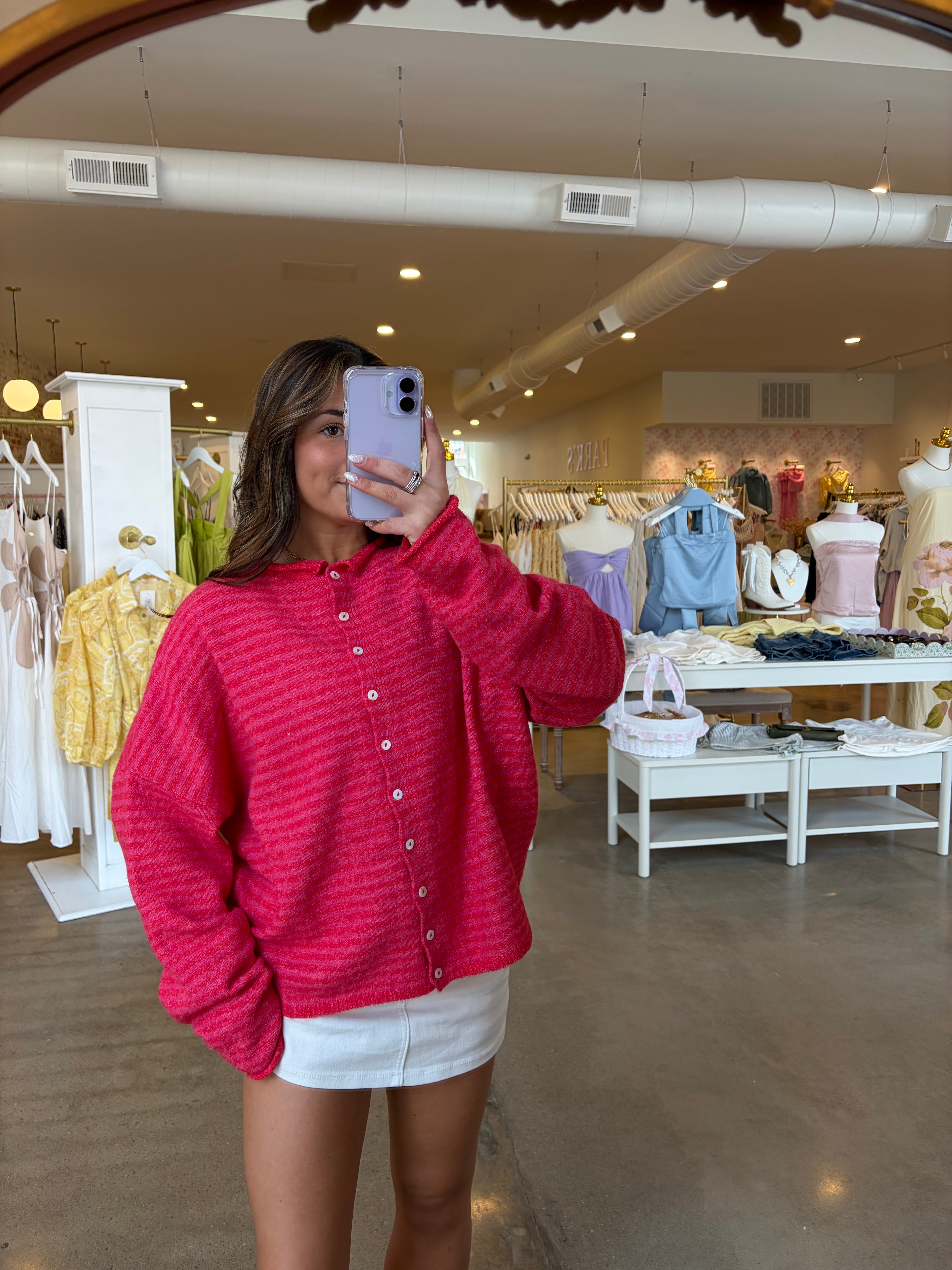 Kristin Knit Cardigan - Cherry Red