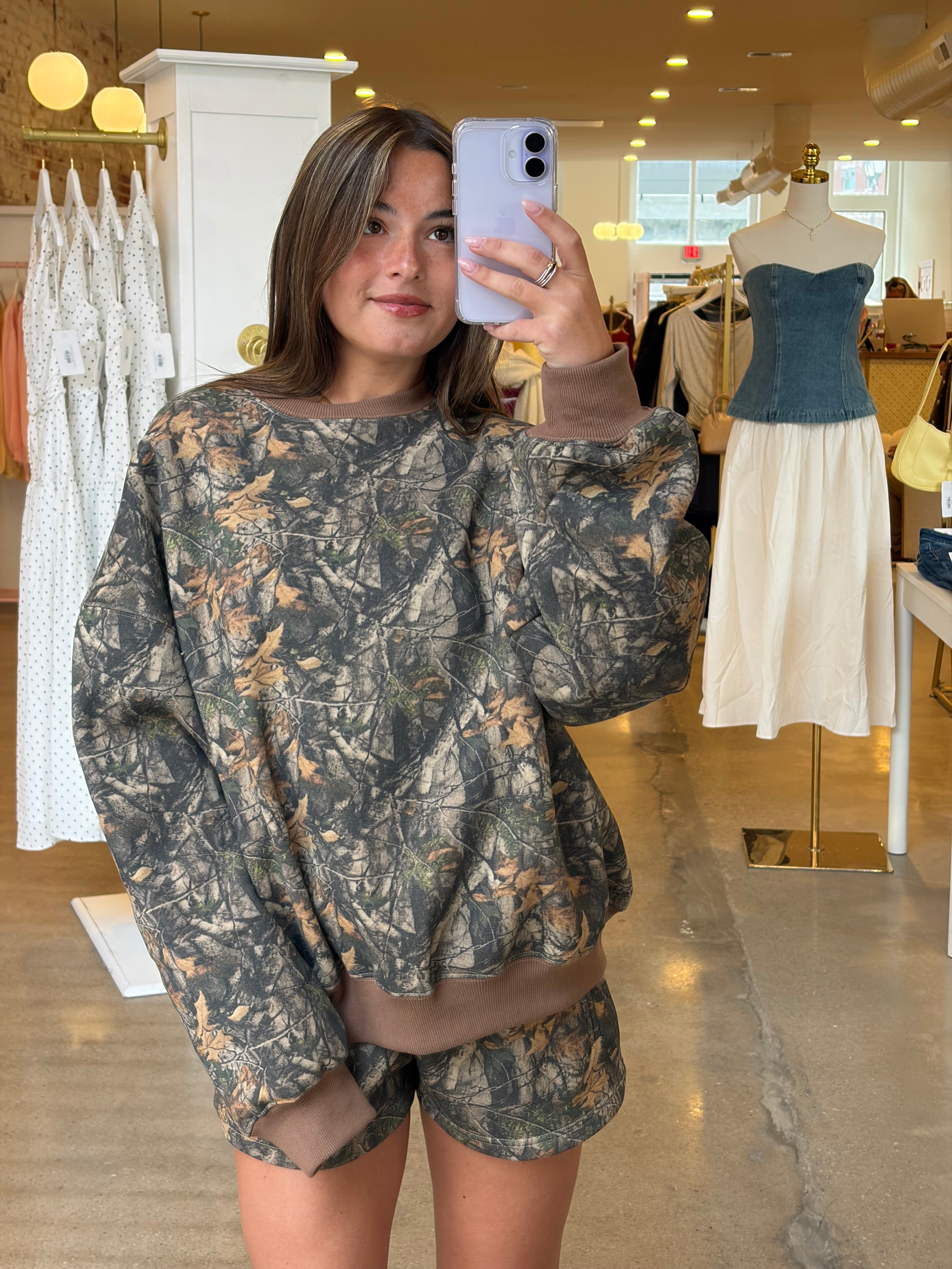 Dark Woodland Lounge Fleece Sweatshirt - Camo