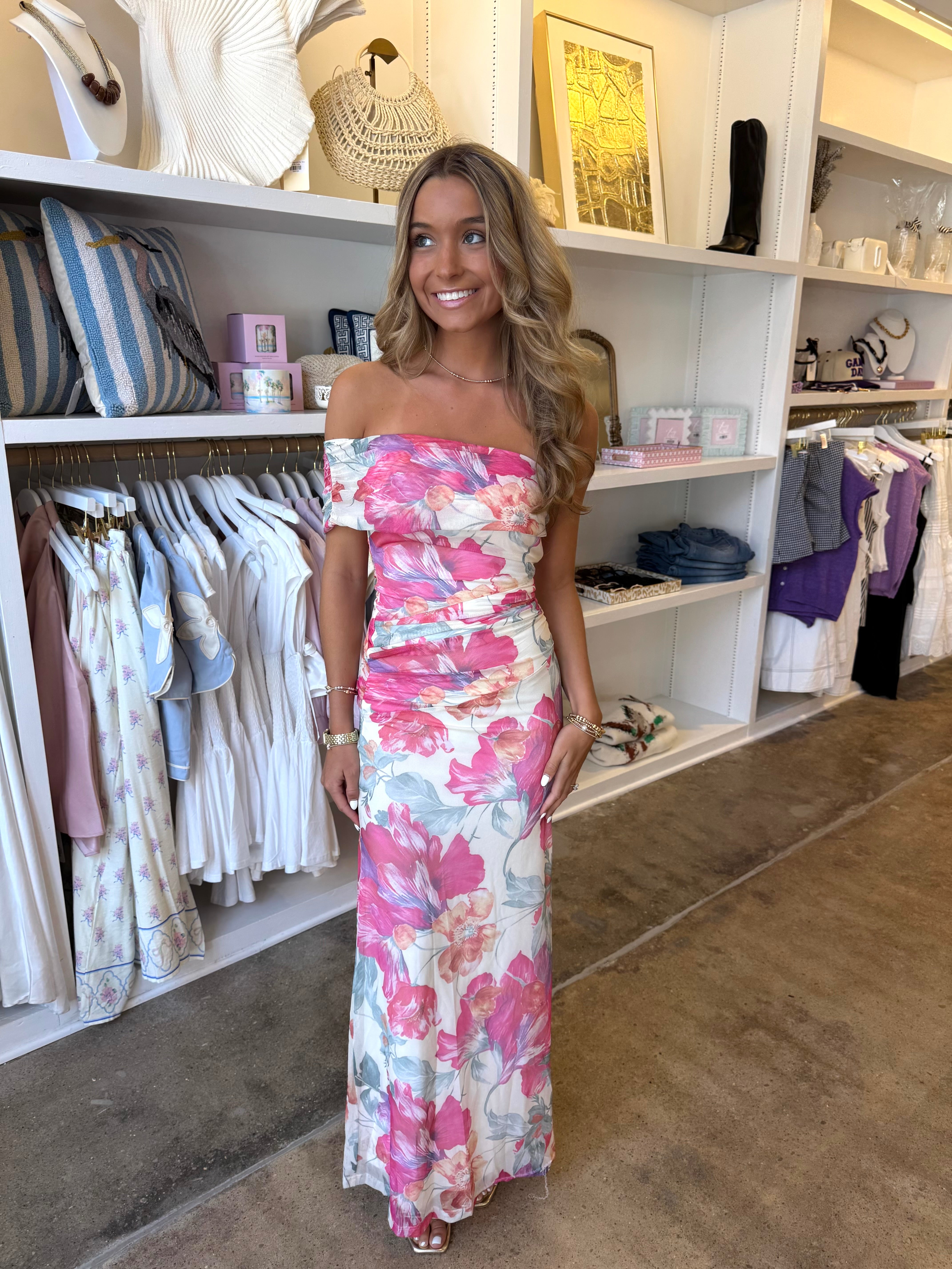 Flower Fields Maxi Dress - Pink Multi