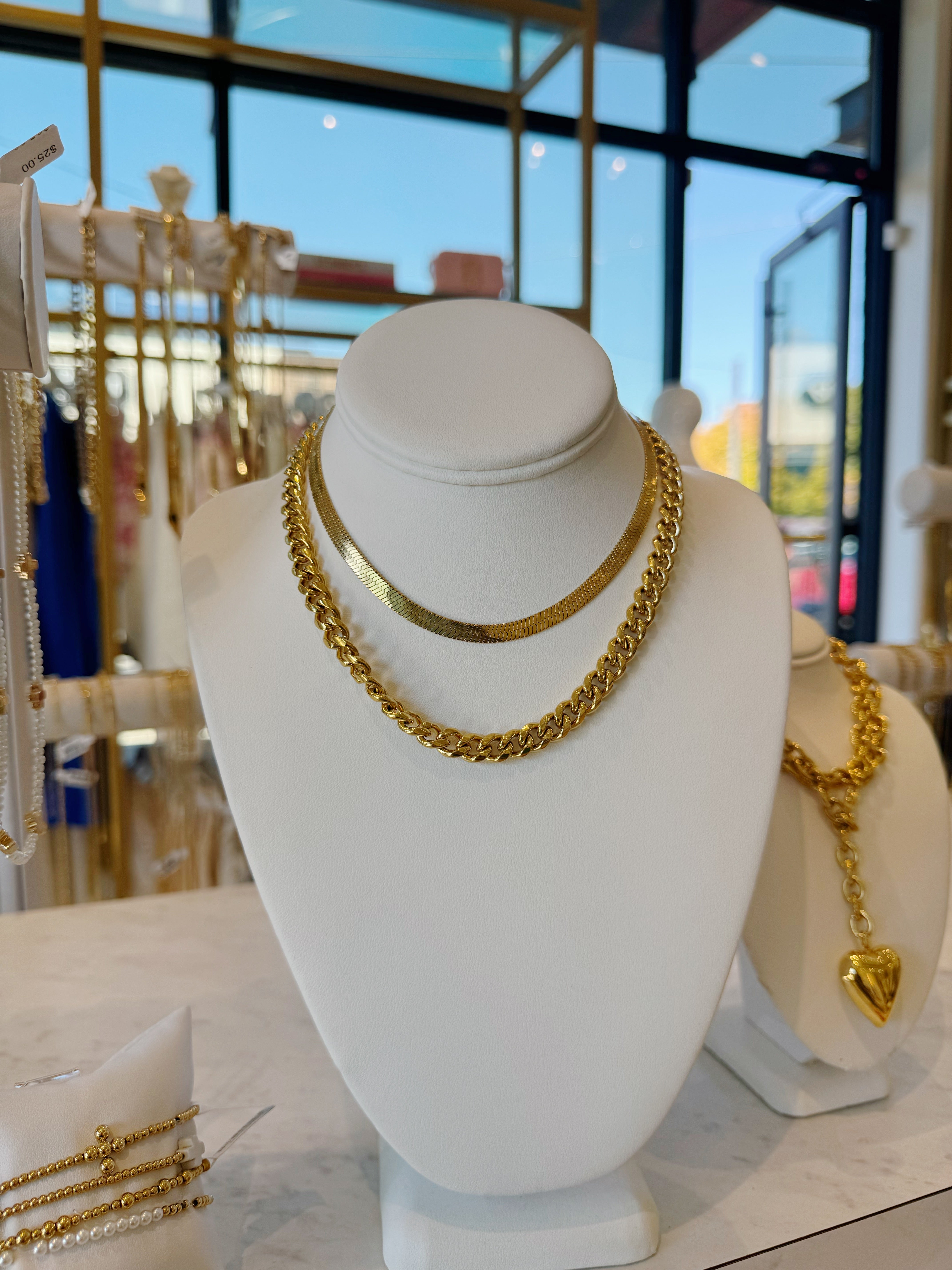 Gold Herringbone Necklace