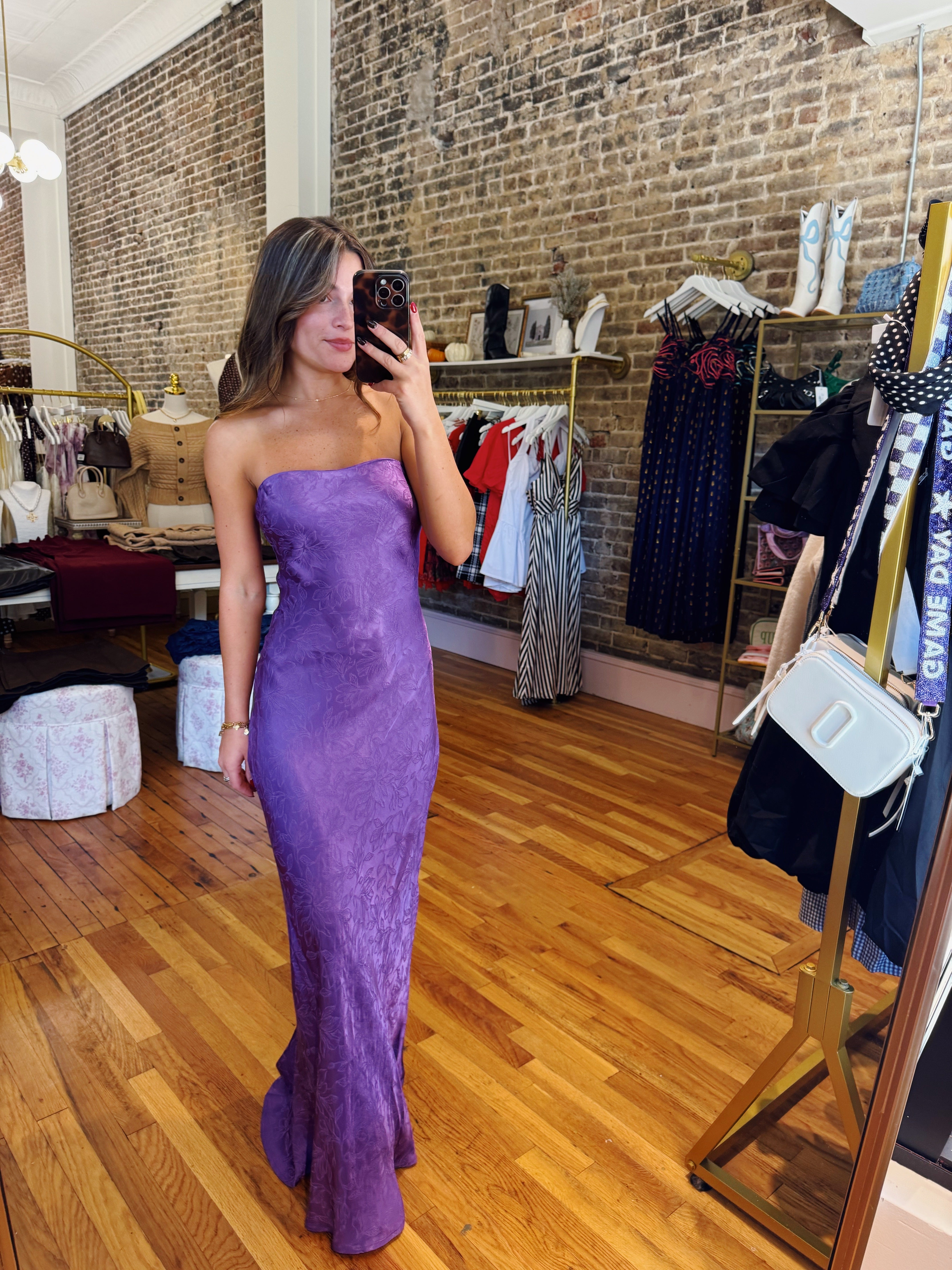 Adrienne Satin Maxi Dress - Purple