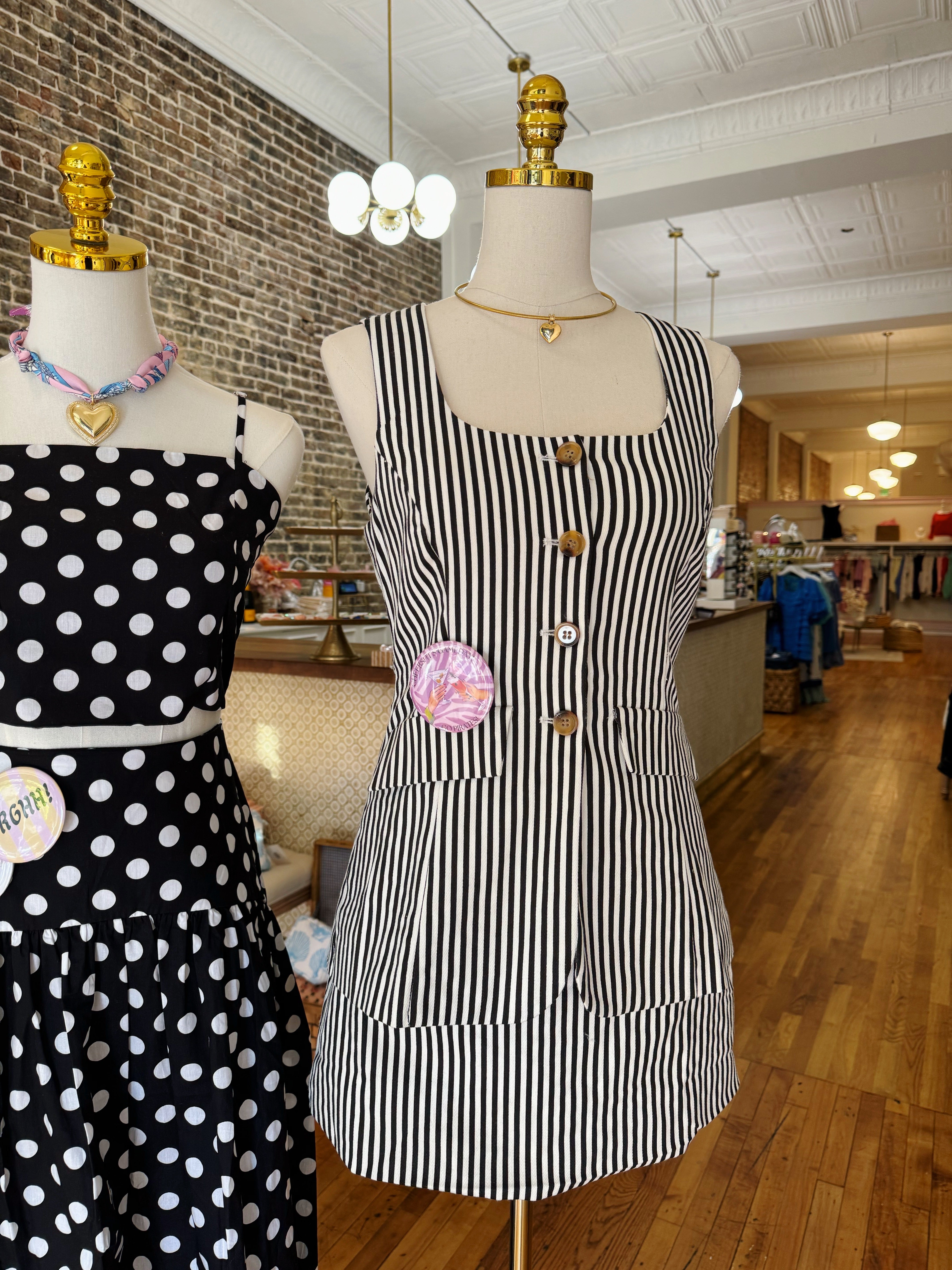 Fair Game Romper Dress - Black & White