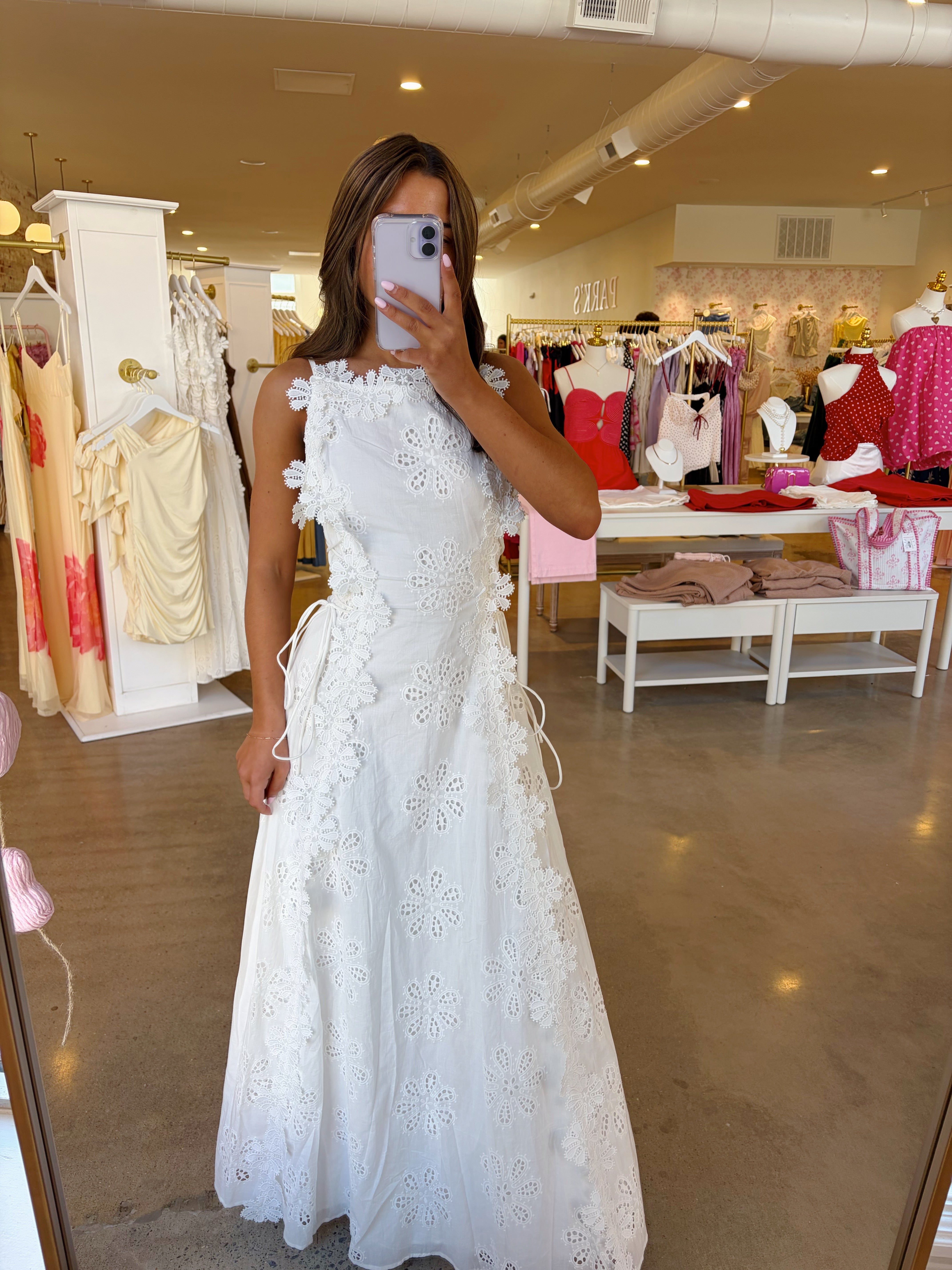 Francesca Eyelet Lace Maxi Dress - White