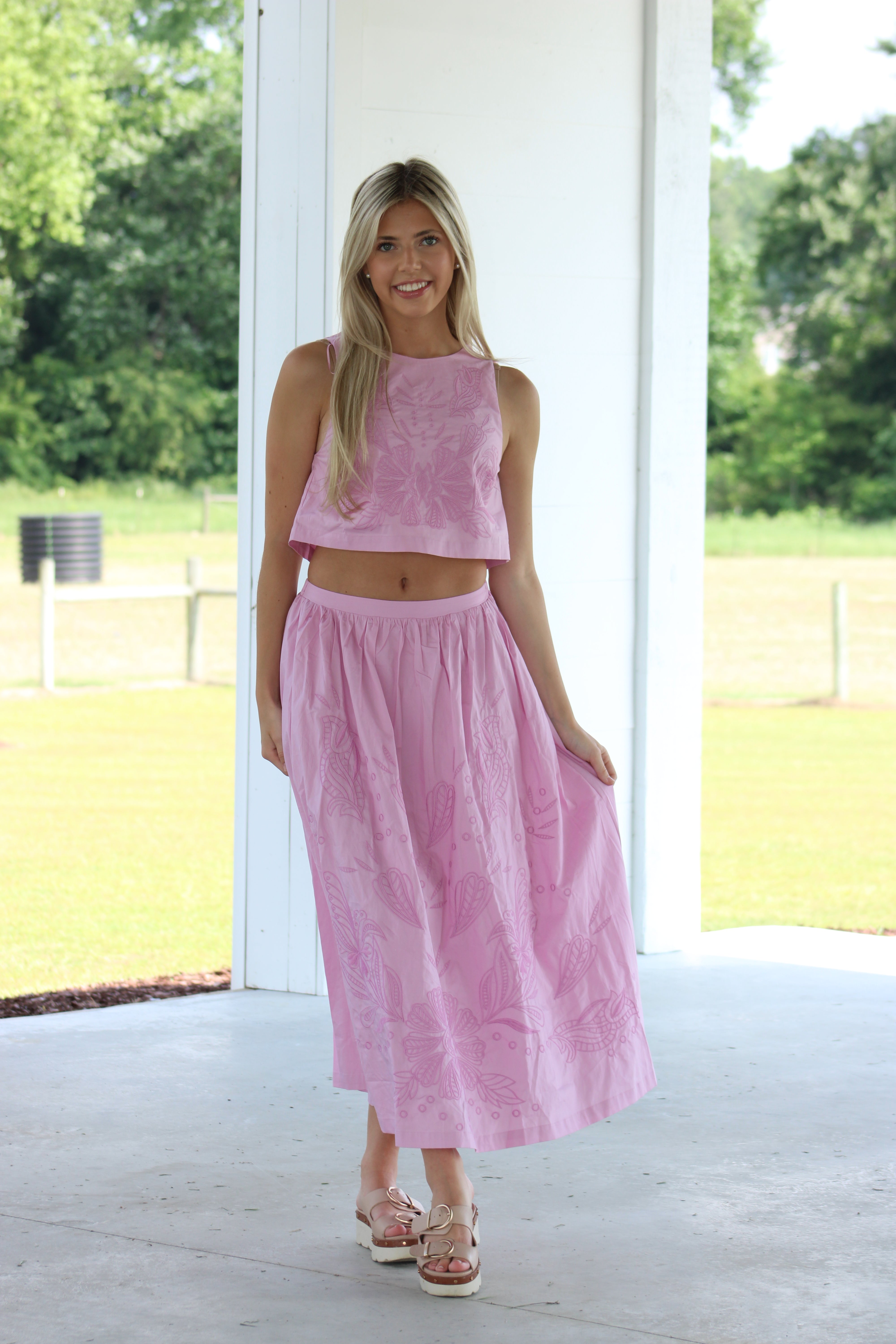 Catherine Midi Skirt Set - Pink Lavender