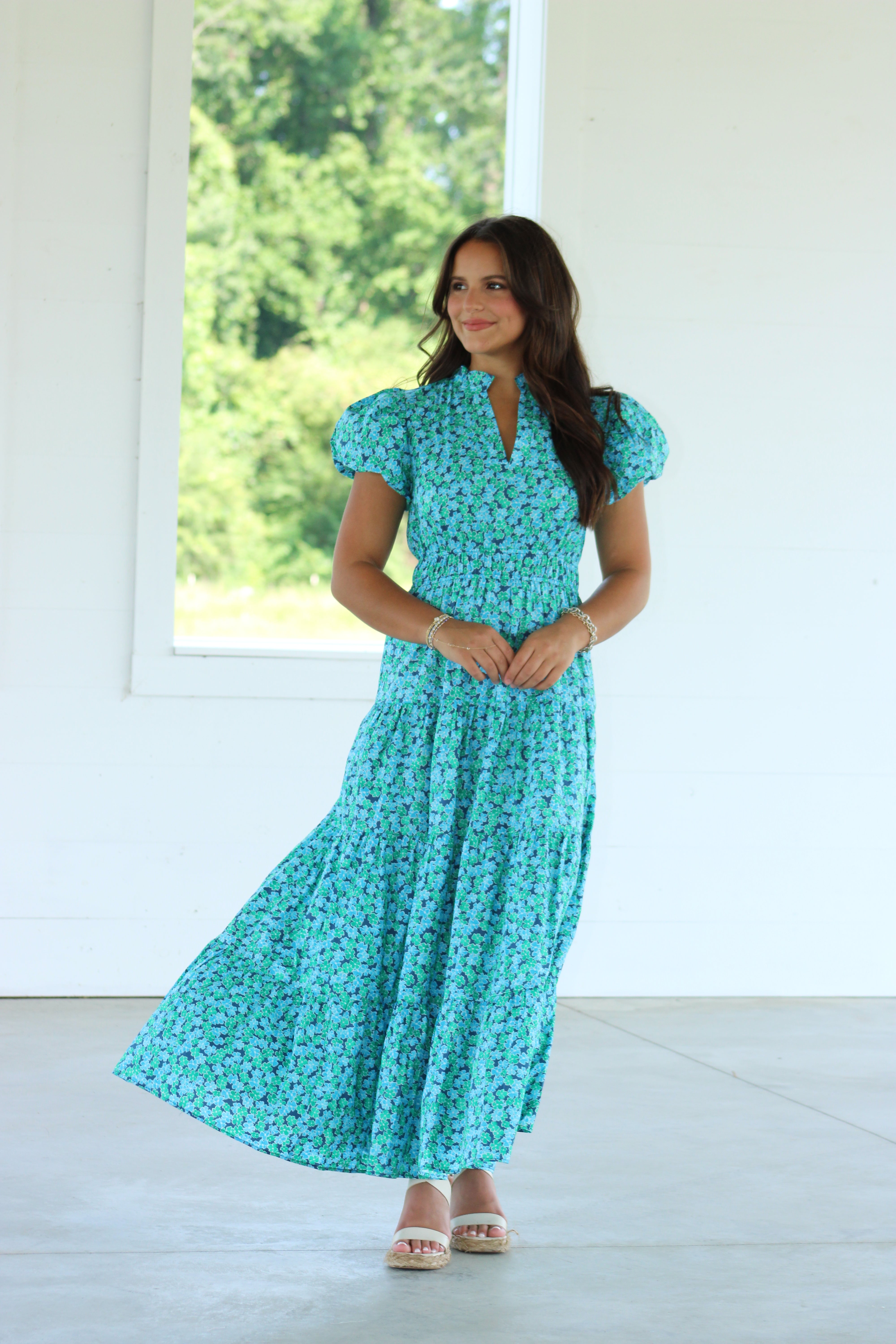 Claudia Maxi Dress - Green & Blue