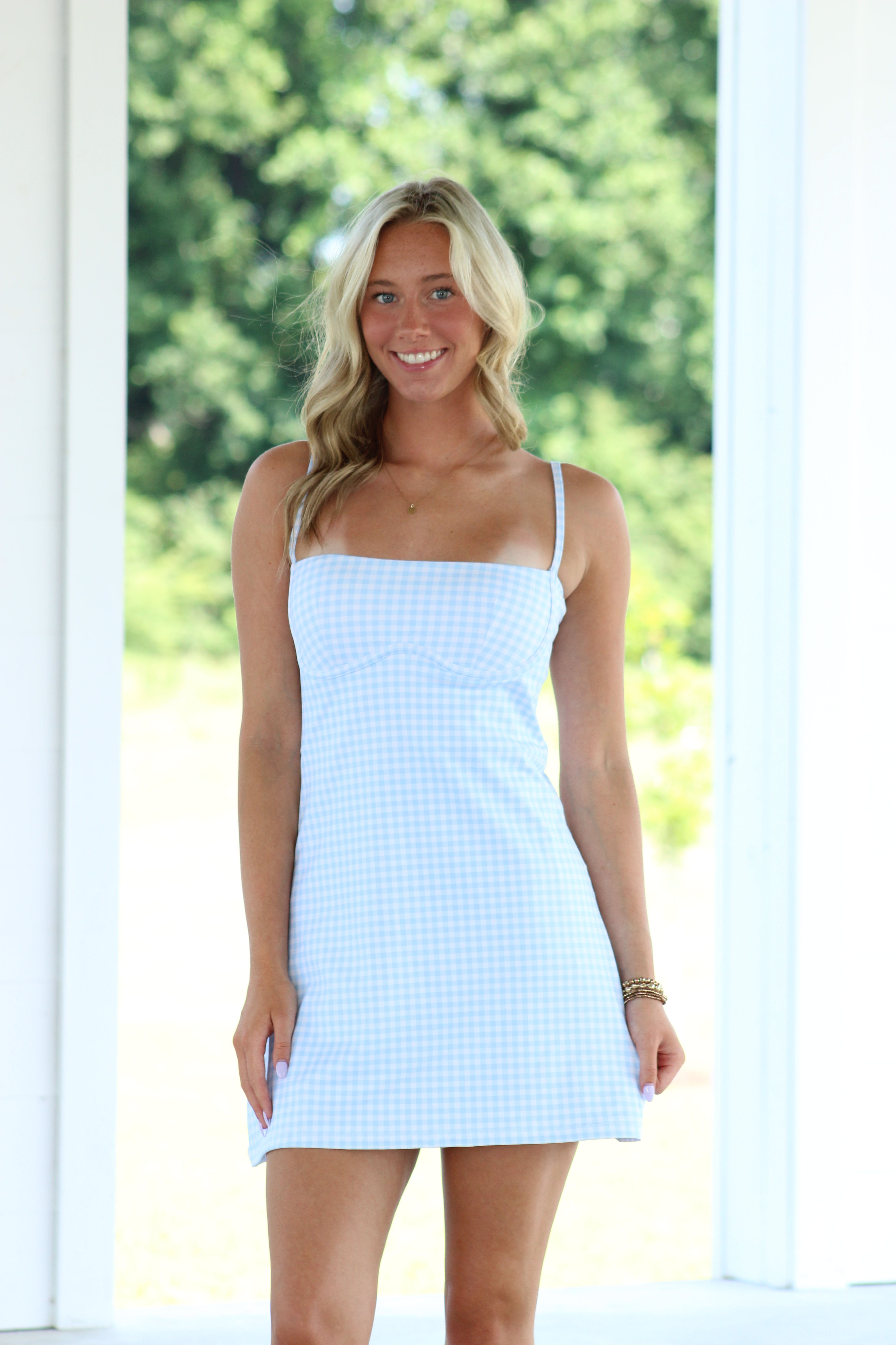 Sweet Pea Gingham Active Dress - Blue