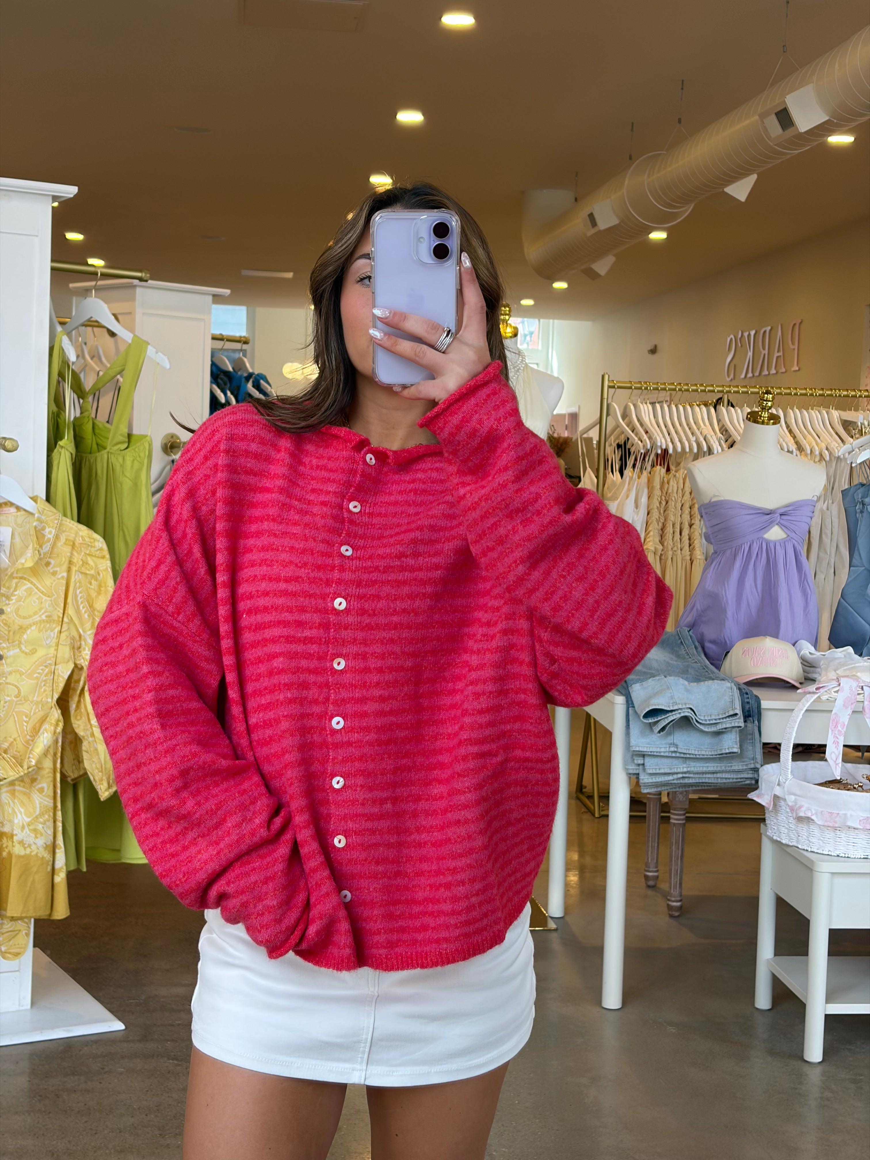 Kristin Knit Cardigan - Cherry Red