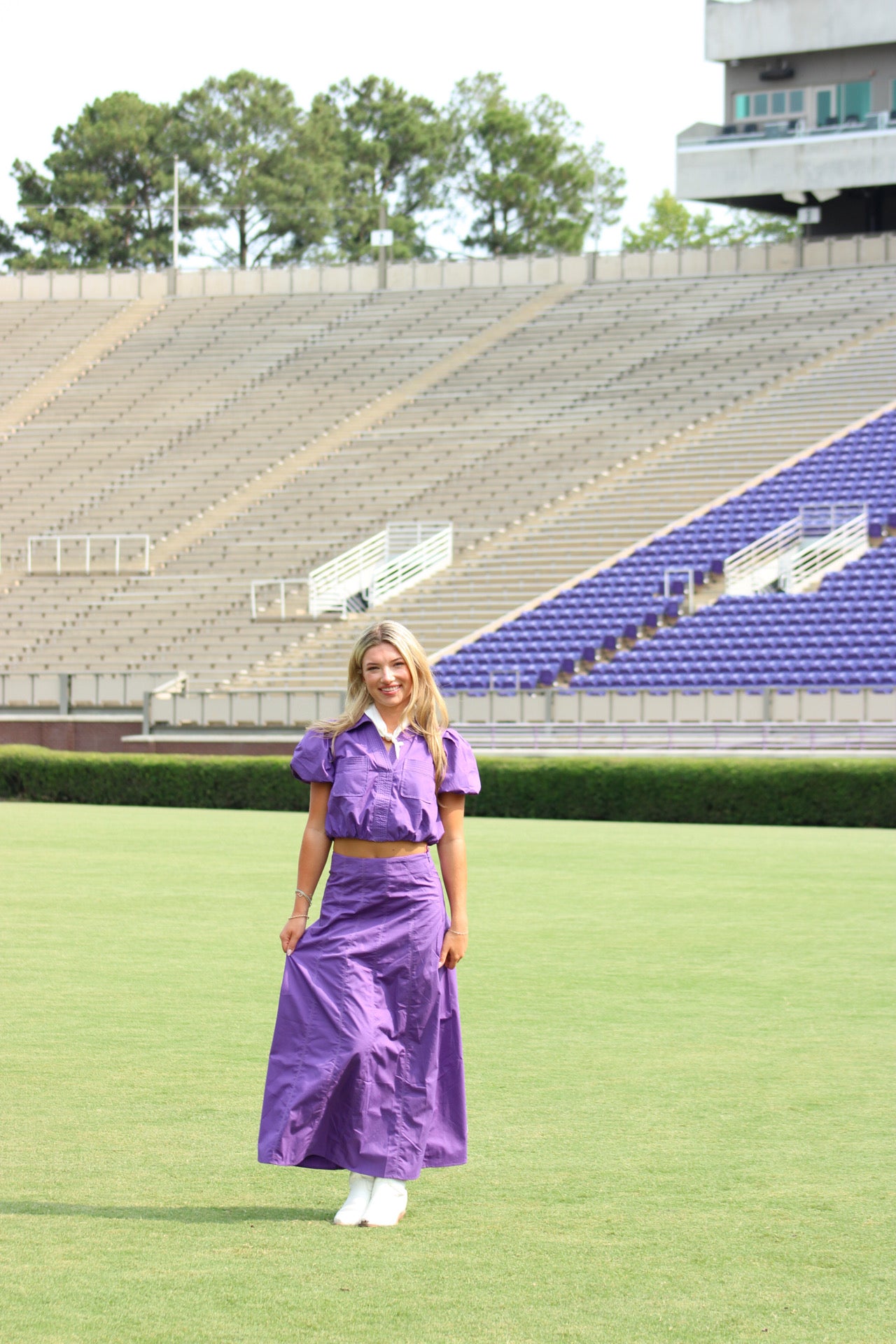 Something In Between Top & Midi Skirt Set - Purple