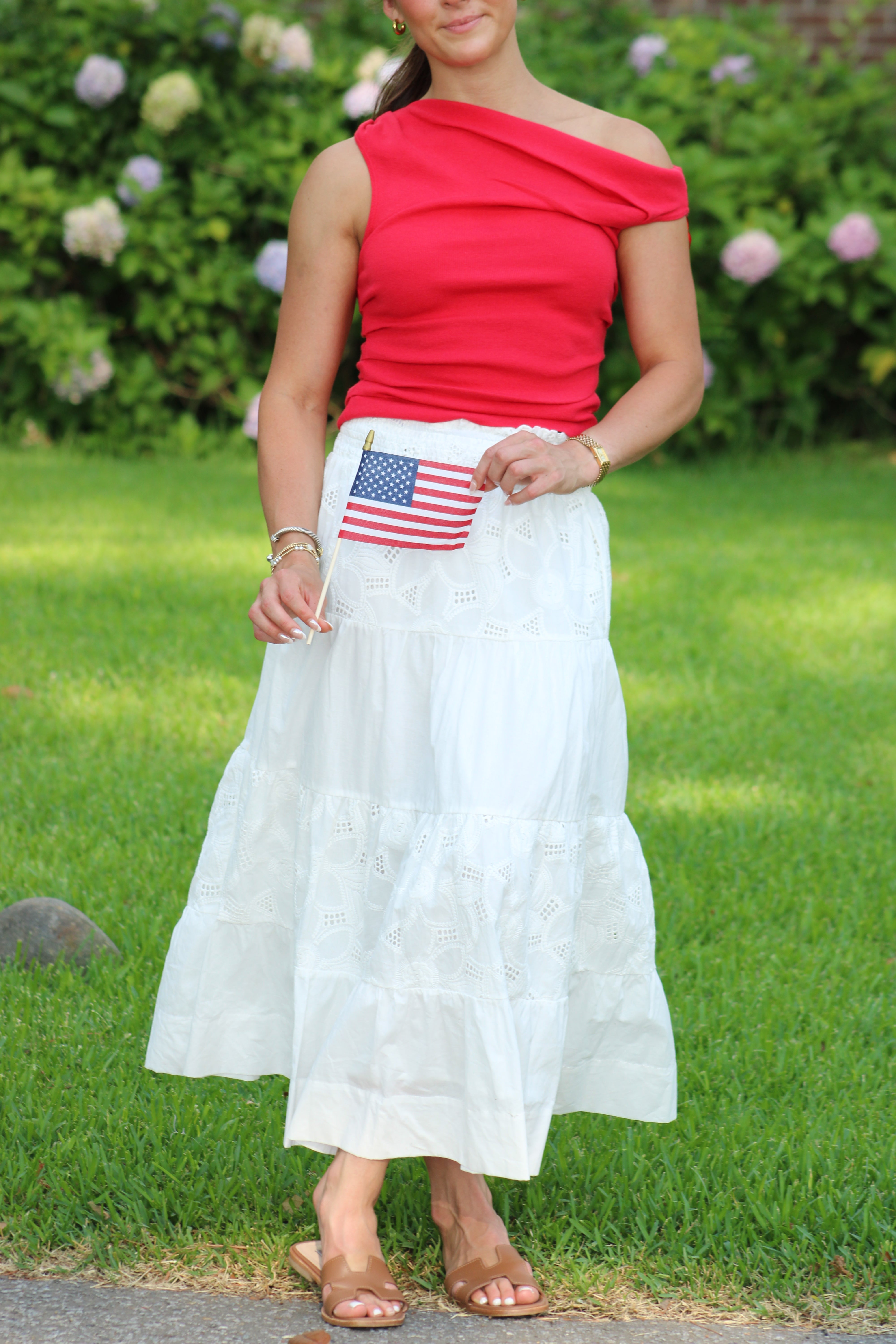 Beach Bound Midi Eyelet Skirt - White