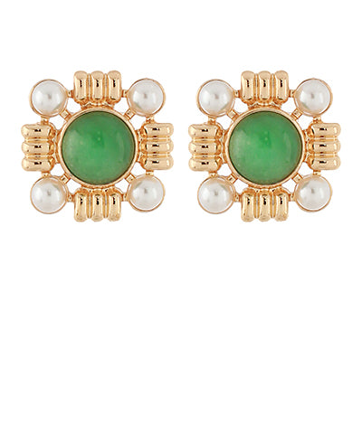 Hana Stud Earrings - Green