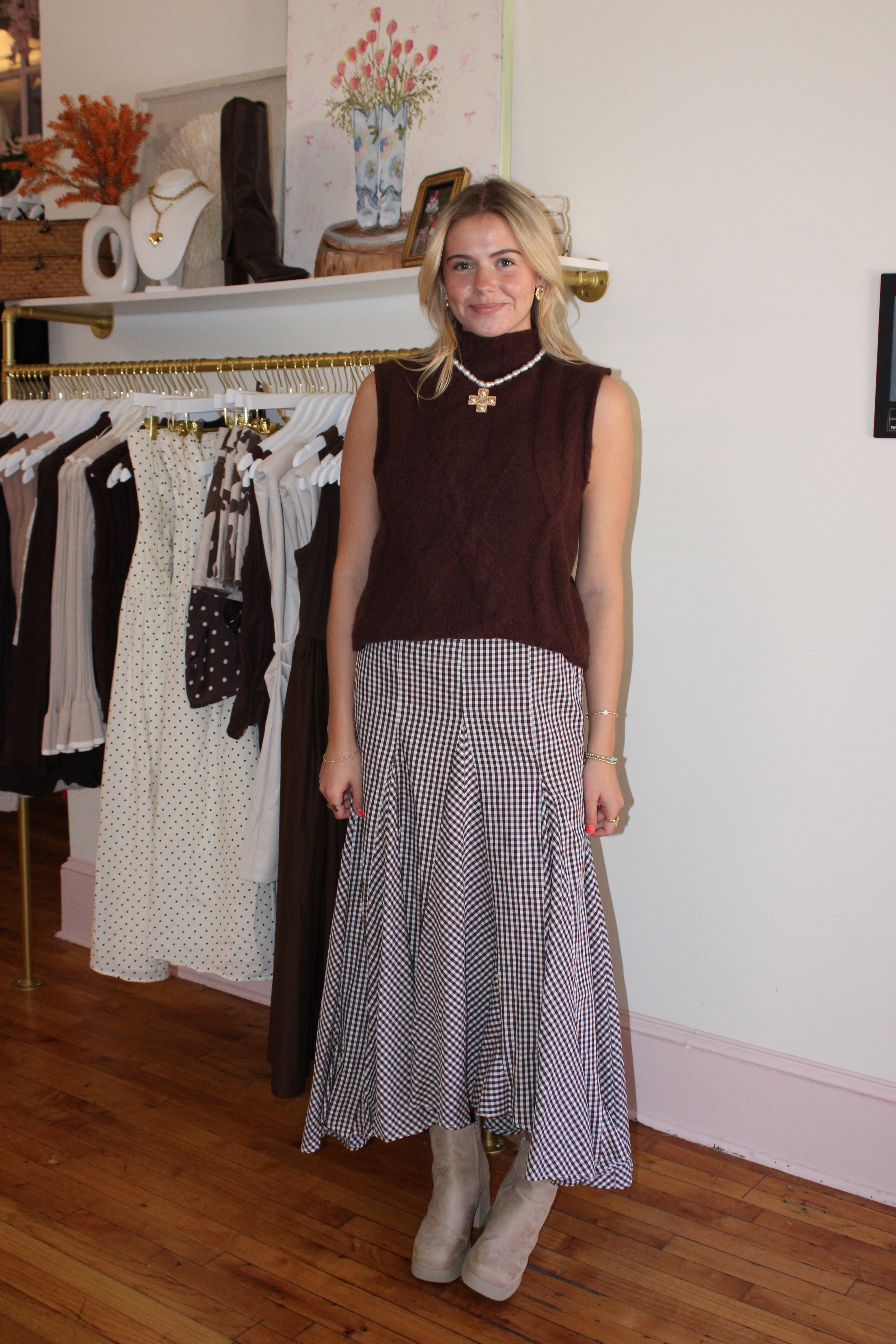 Riley Sweater Top - Brown