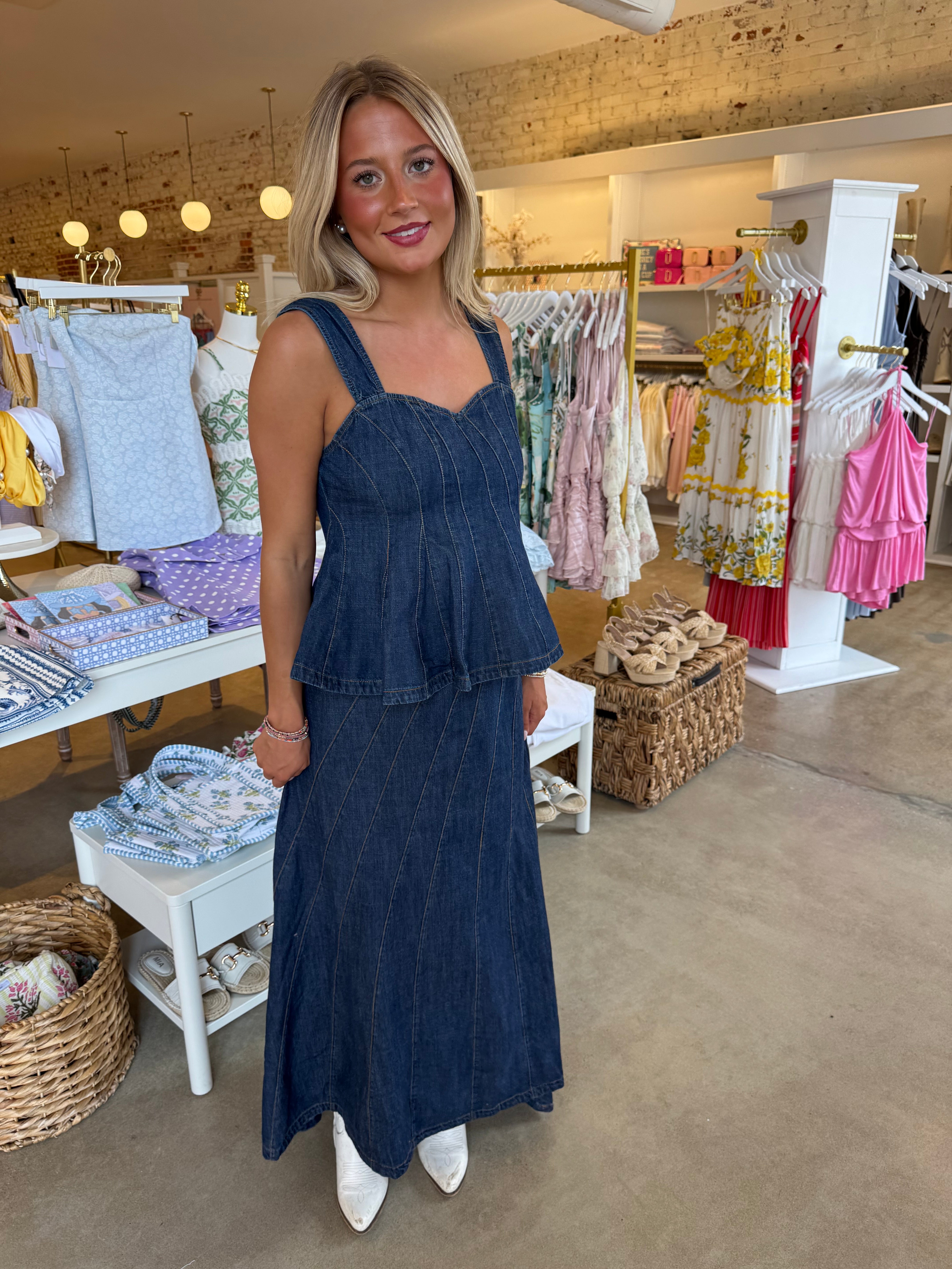 Sweet Magnolia Unique Stitch Denim Set - Dark Denim