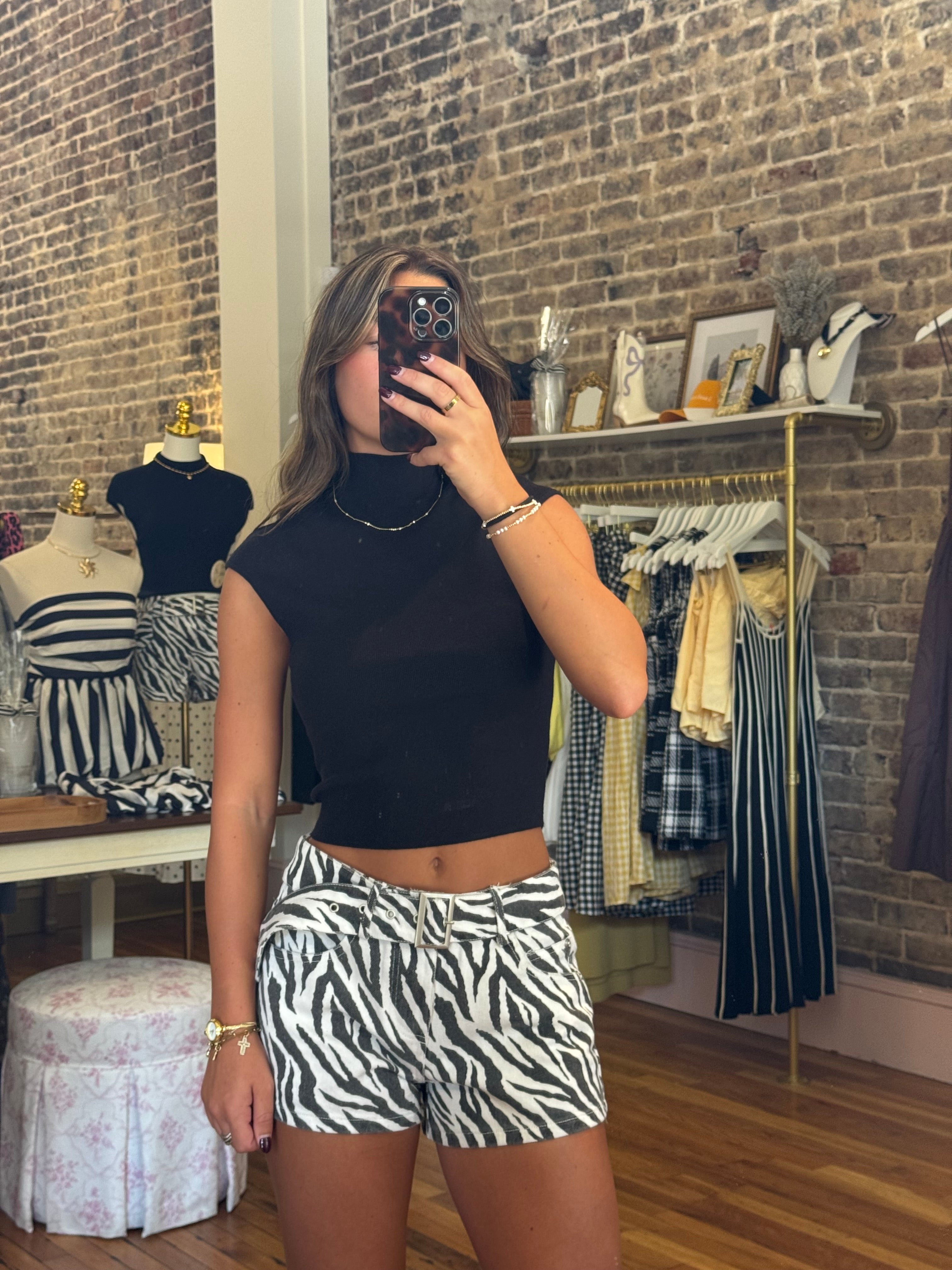 Claire High Neck Knit Top - Black