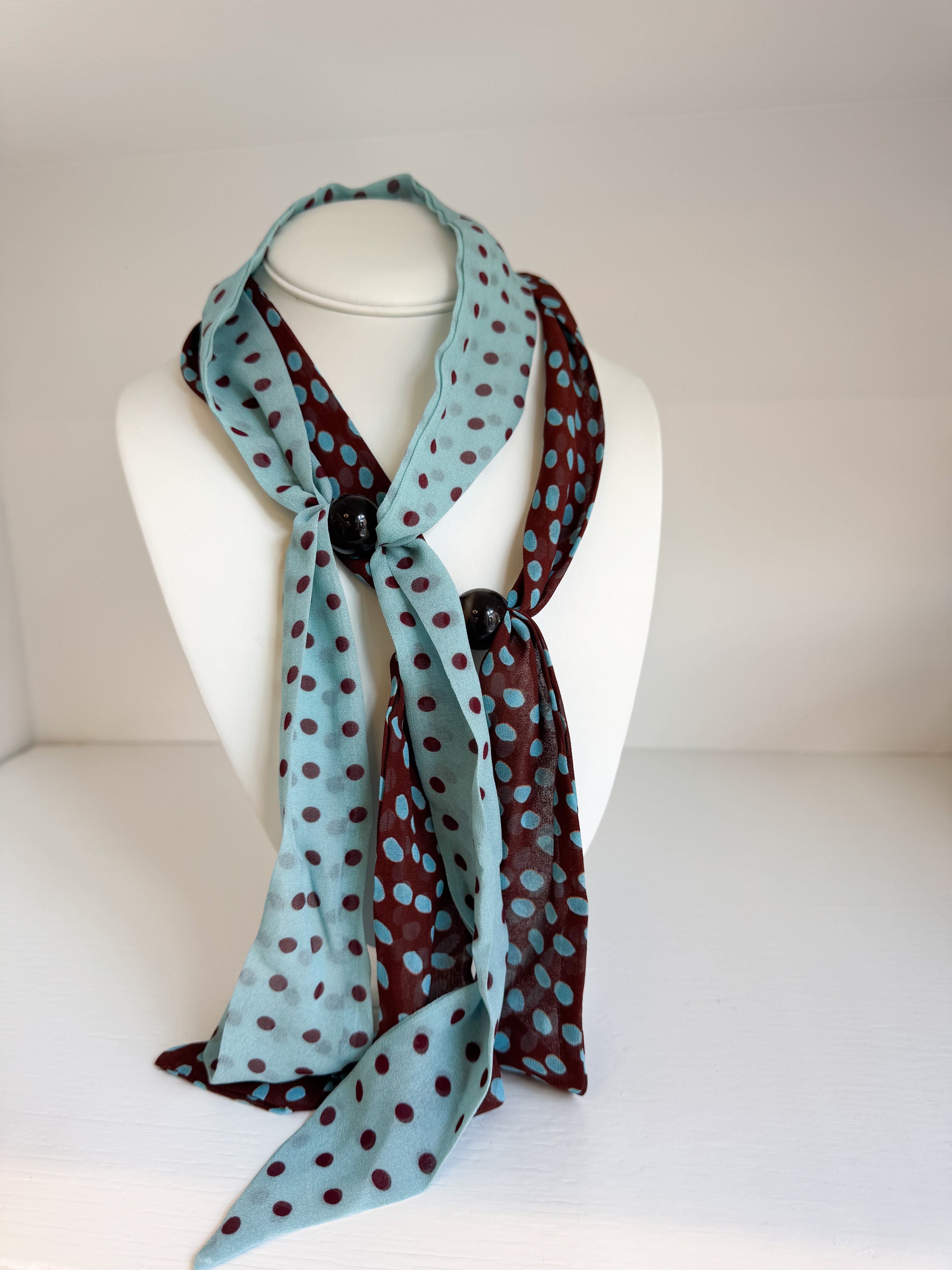 Polka Dot Adjustible Necklace Scarf - 2 Colors