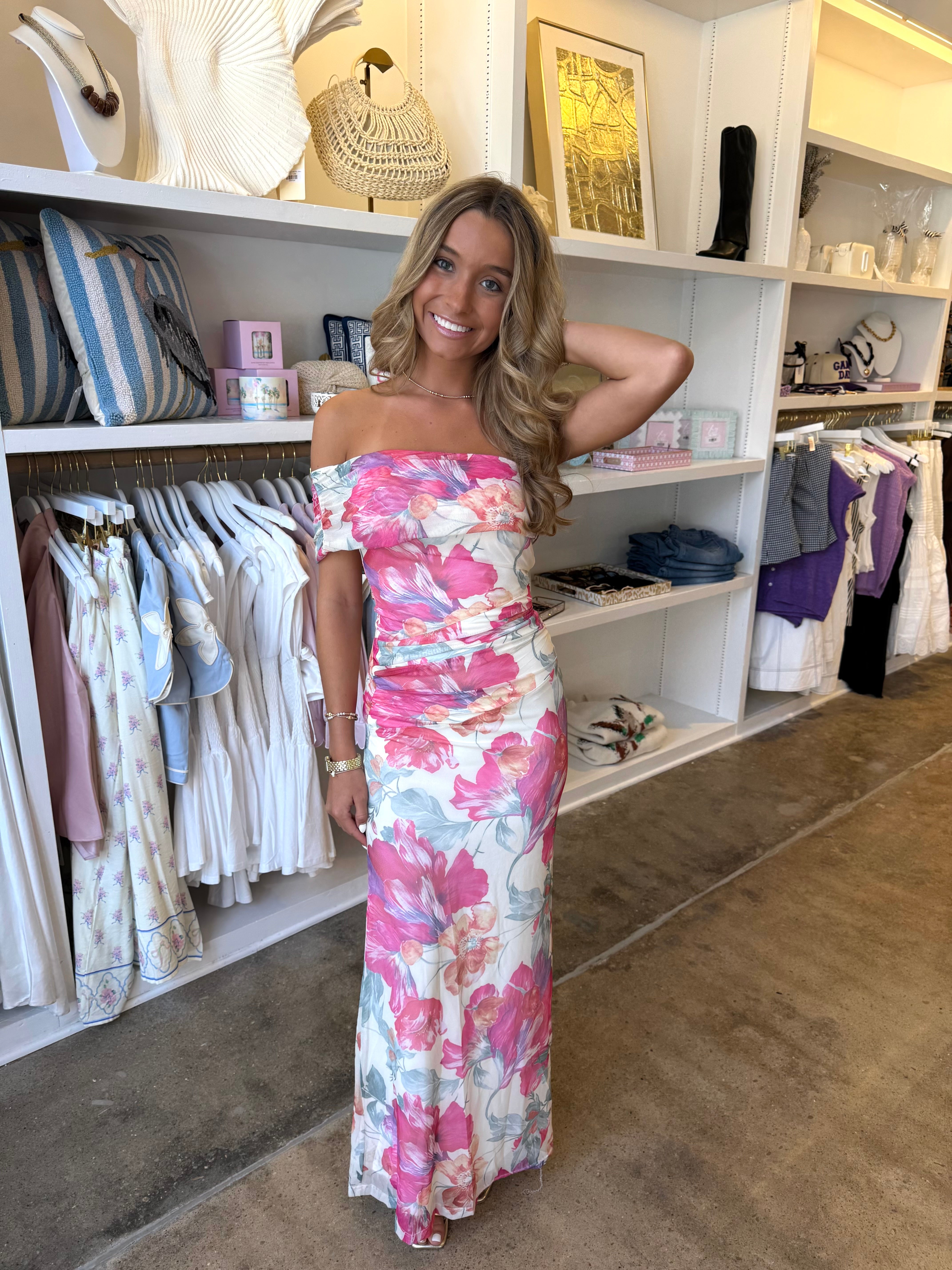 Flower Fields Maxi Dress - Pink Multi