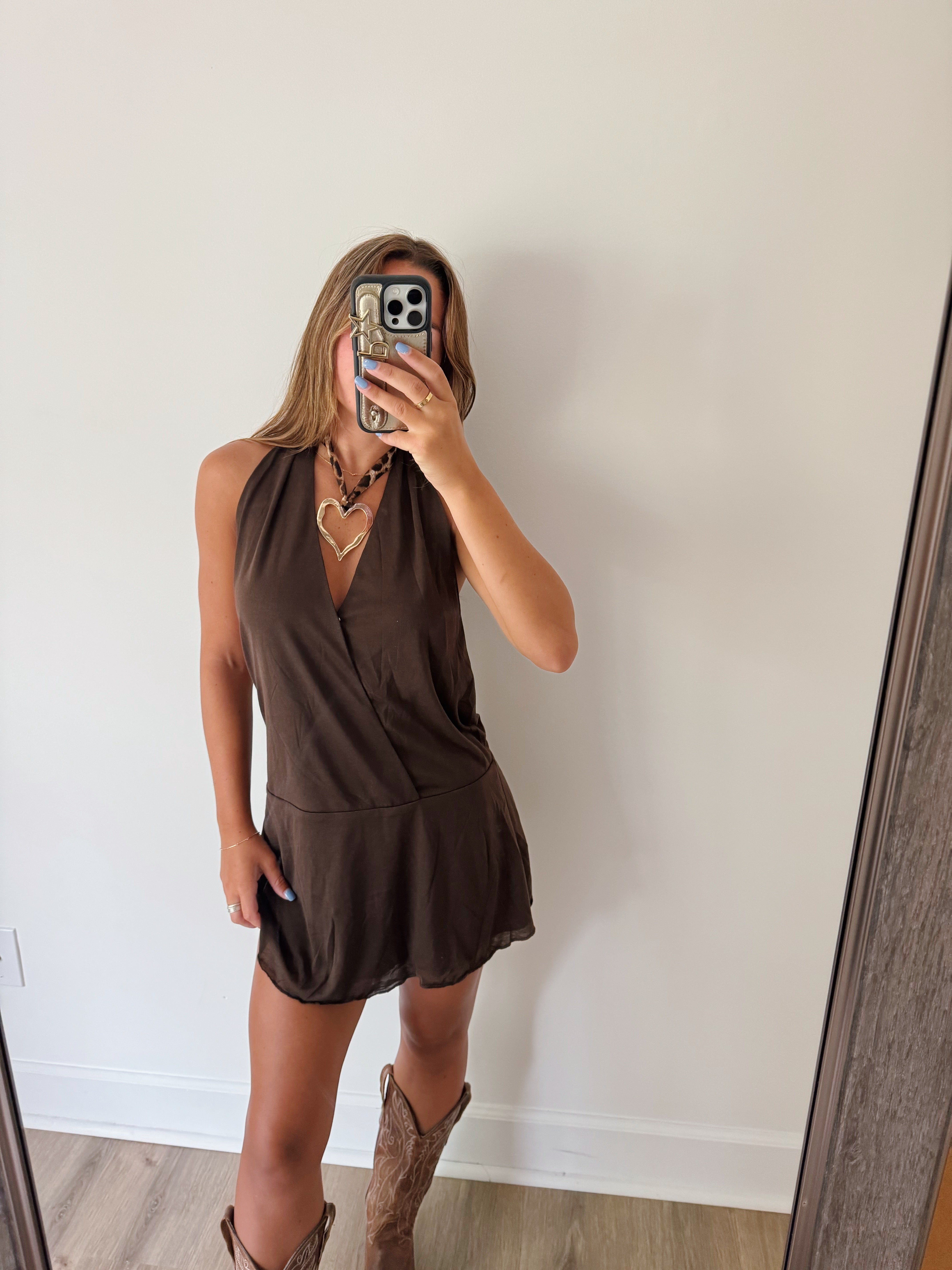 A Night to Remember Mini Dress - Brown