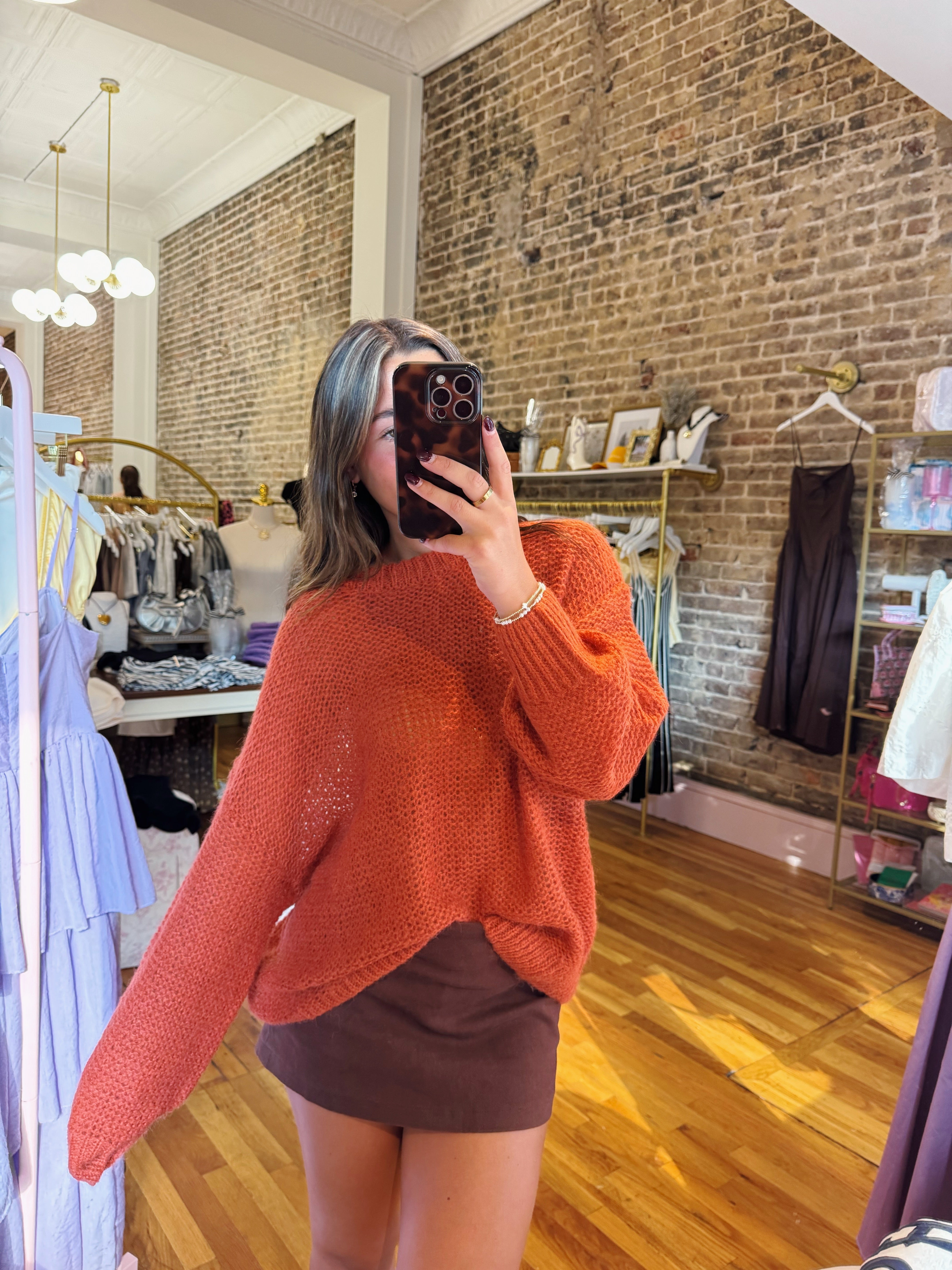 Mazy Denim Skort - Brown