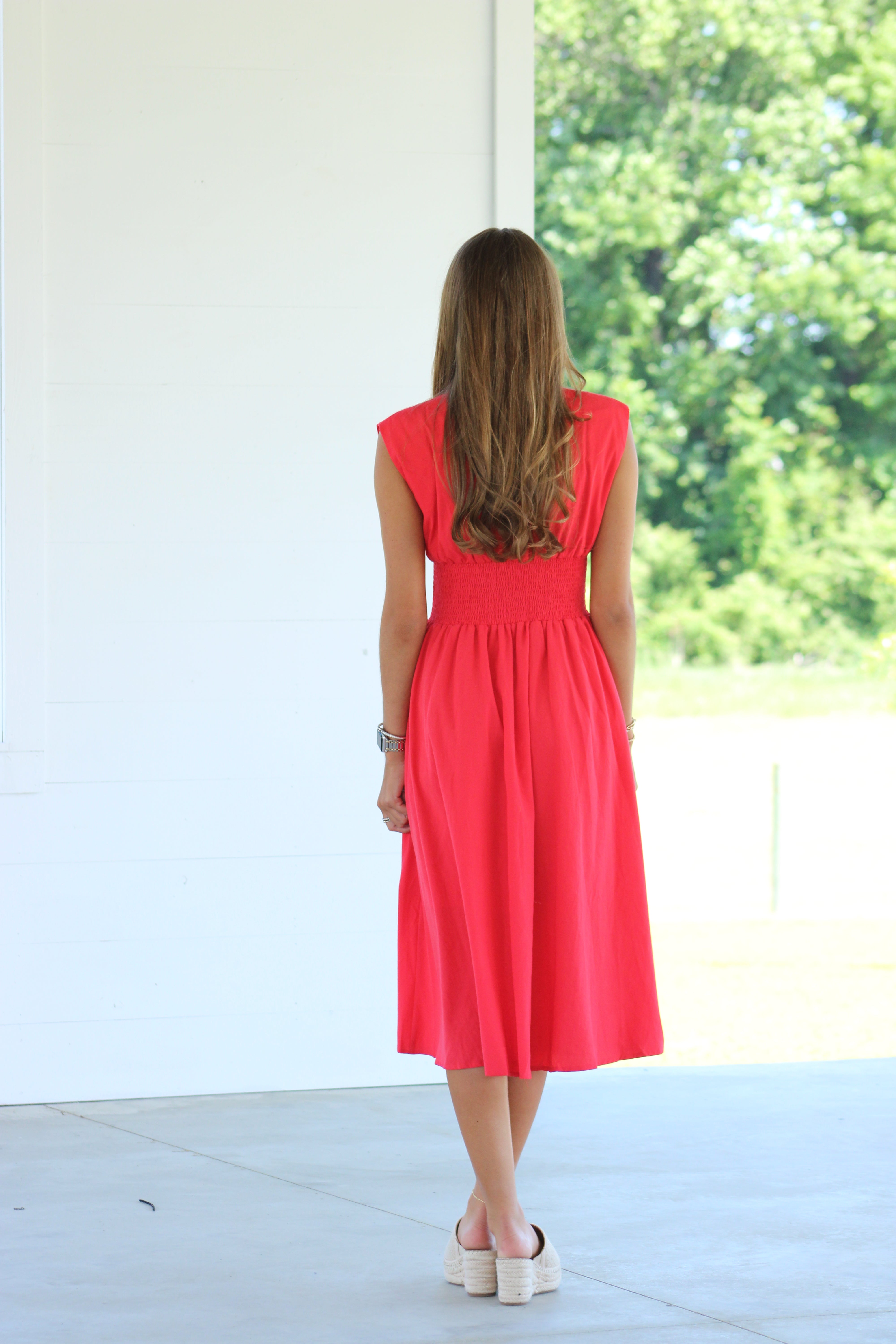 Turn Back Time Midi Dress - Red