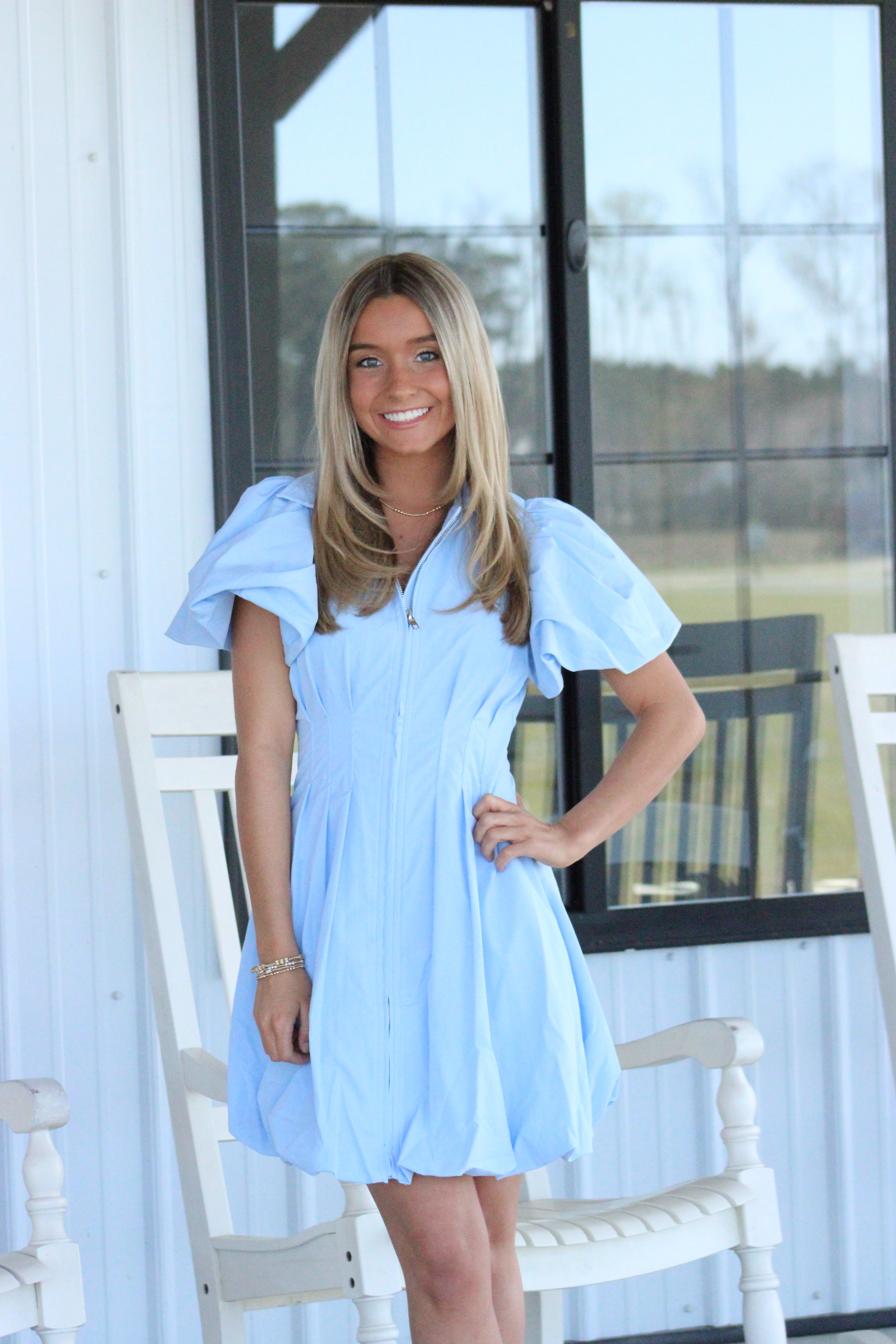 Handle On You Mini Dress - Light Blue
