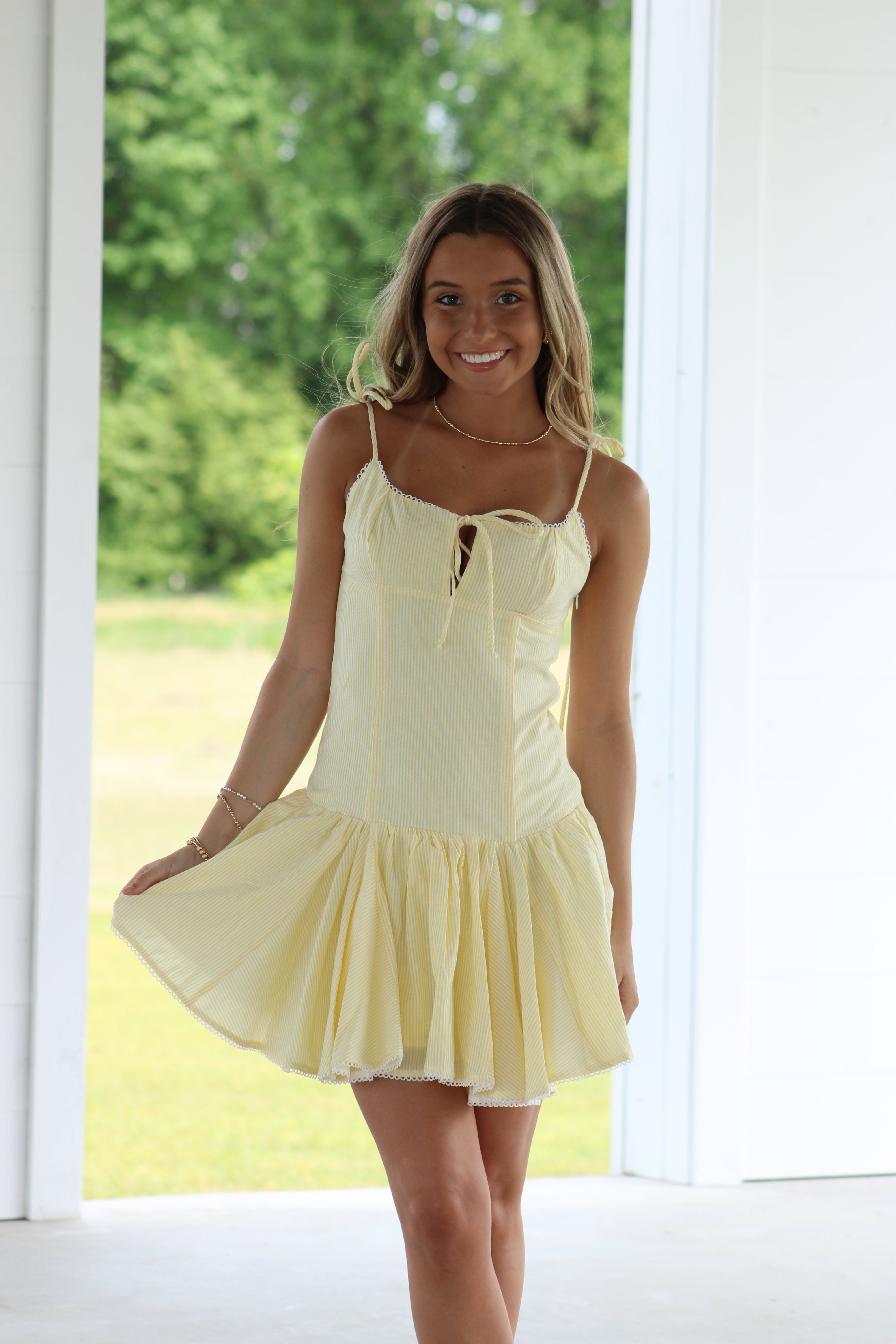 Girls Brunch Mini Dress - Yellow