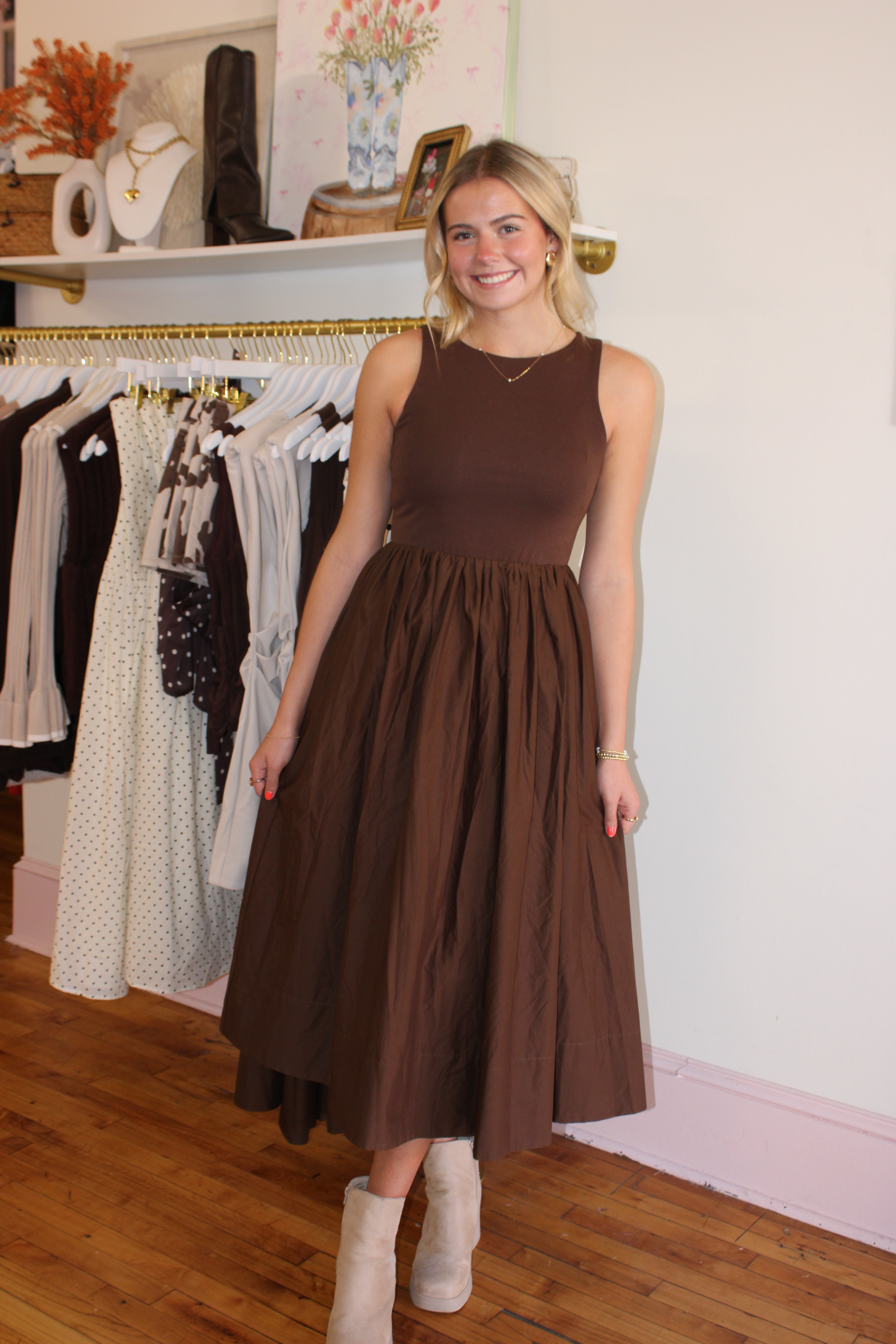 Samantha Midi Dress - Brown