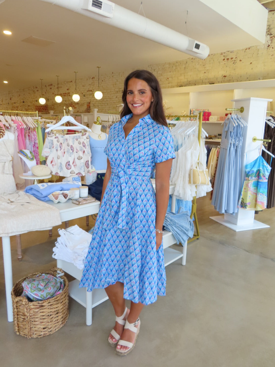 Anna Front Tie Midi Dress - Blue