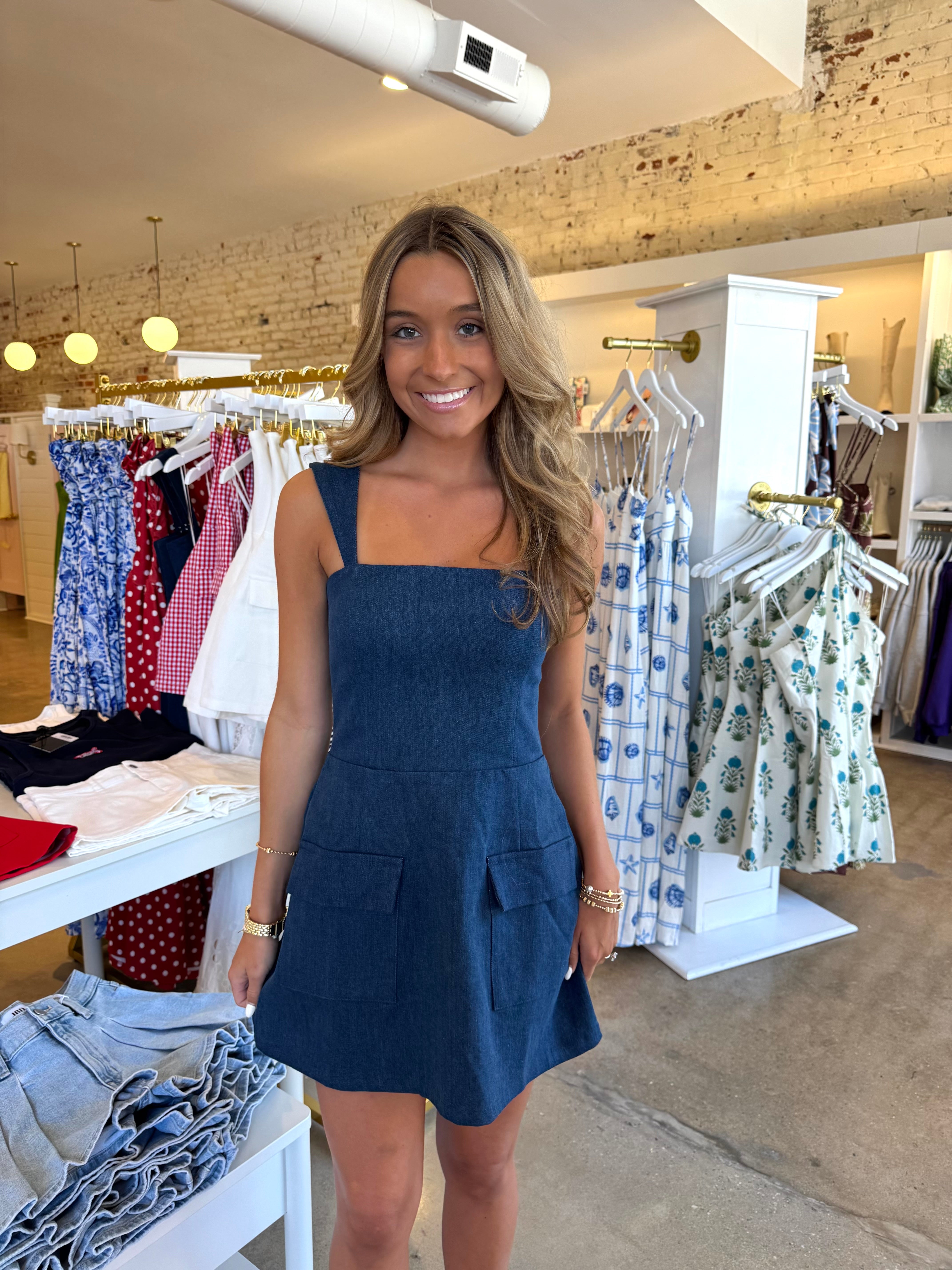 Erin Denim Mini Dress - Dark Denim