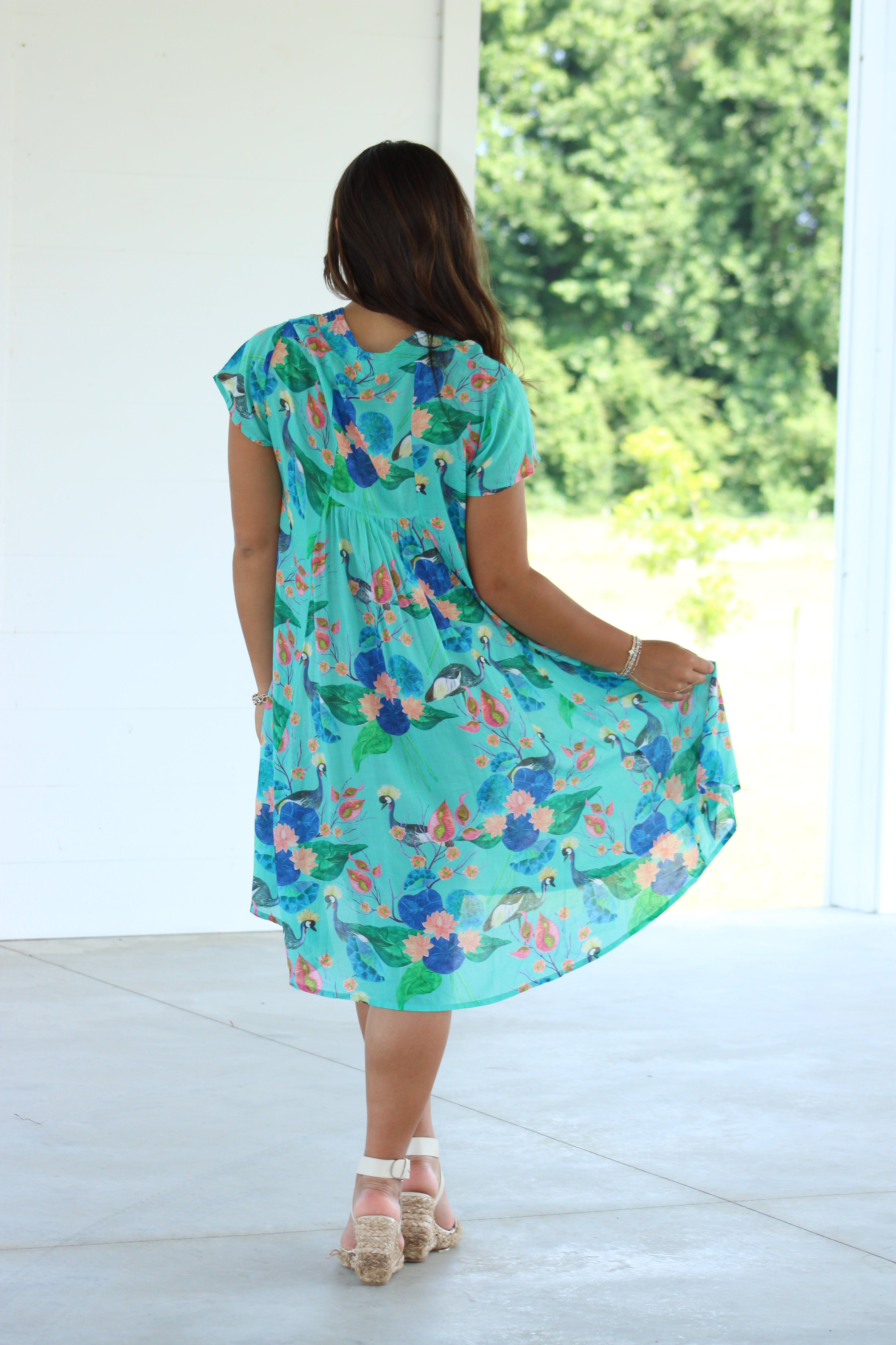 Birds Of A Feather Midi Dress - Blue