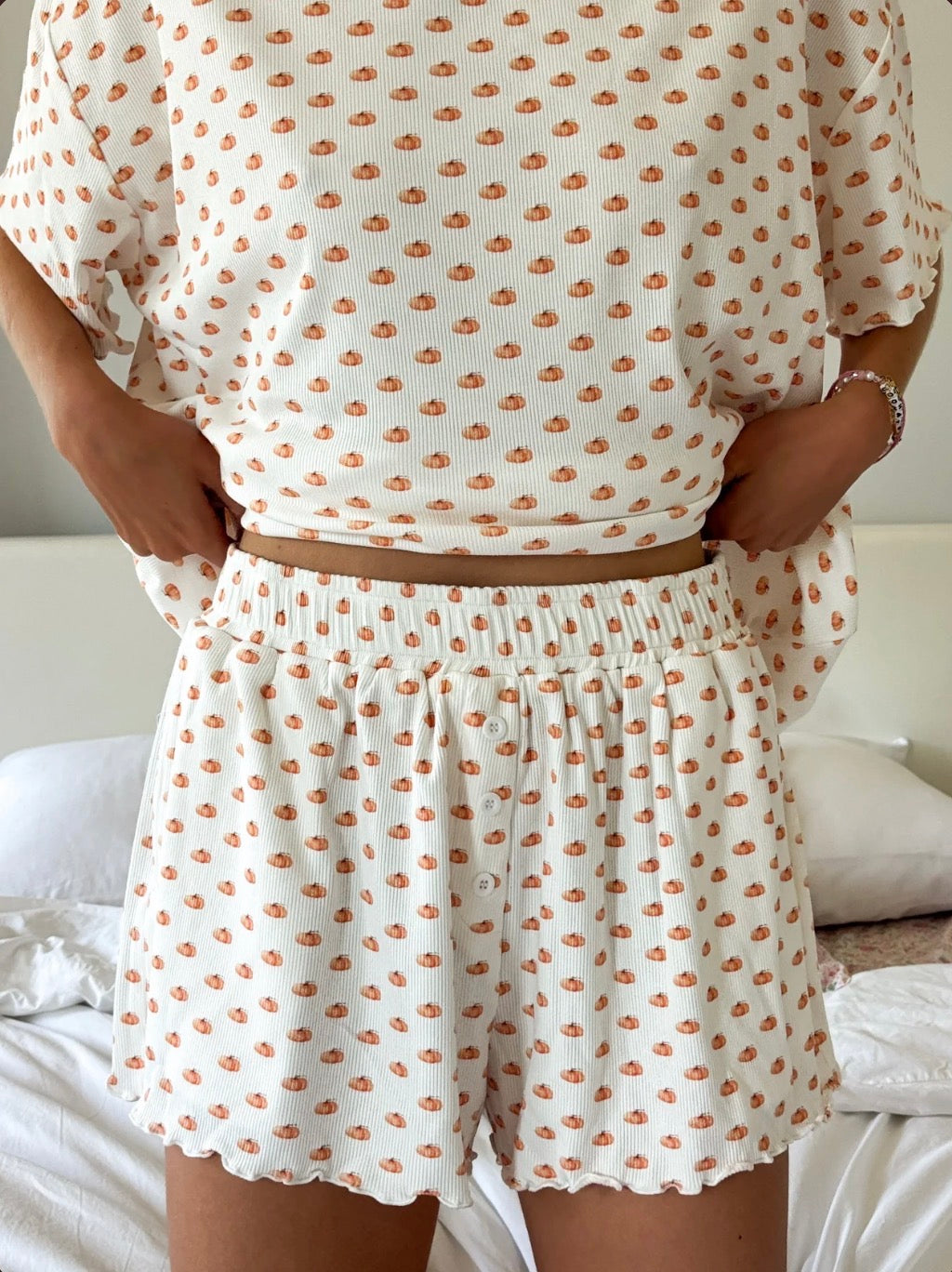 Pumpkin Autumn Fall Pajama Shorts