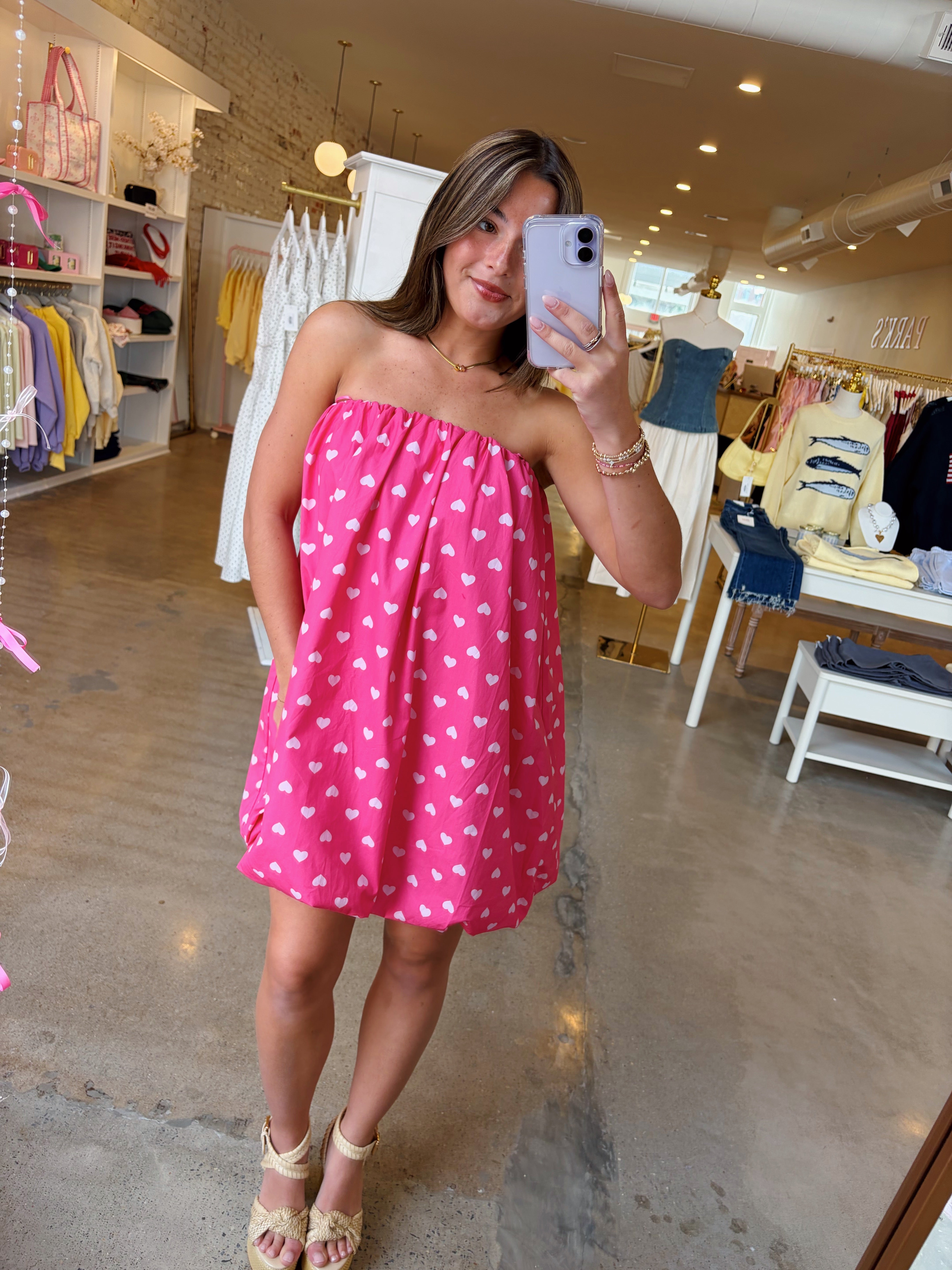 Queen Of Hearts Bubble Mini Dress - Pink