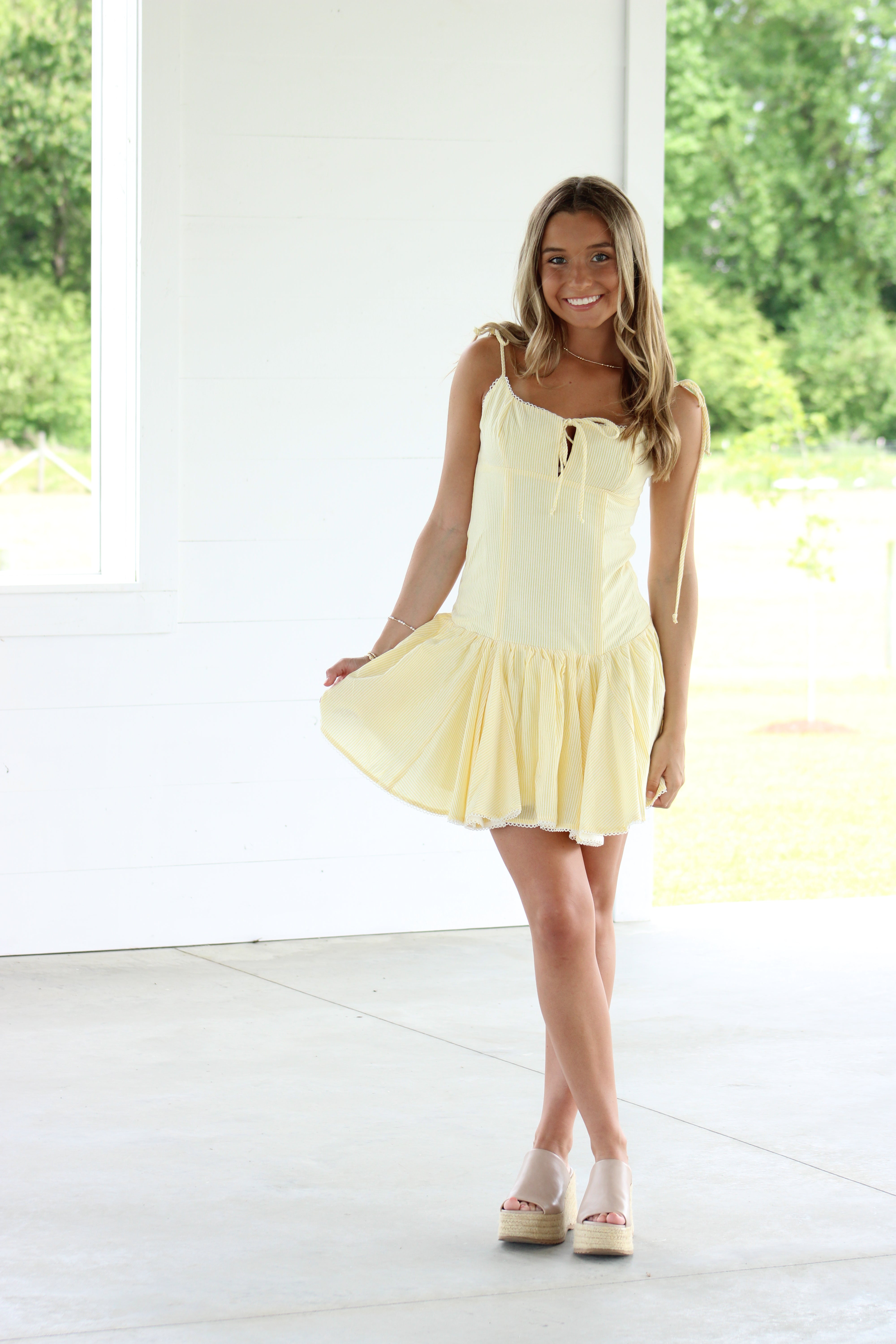 Girls Brunch Mini Dress - Yellow