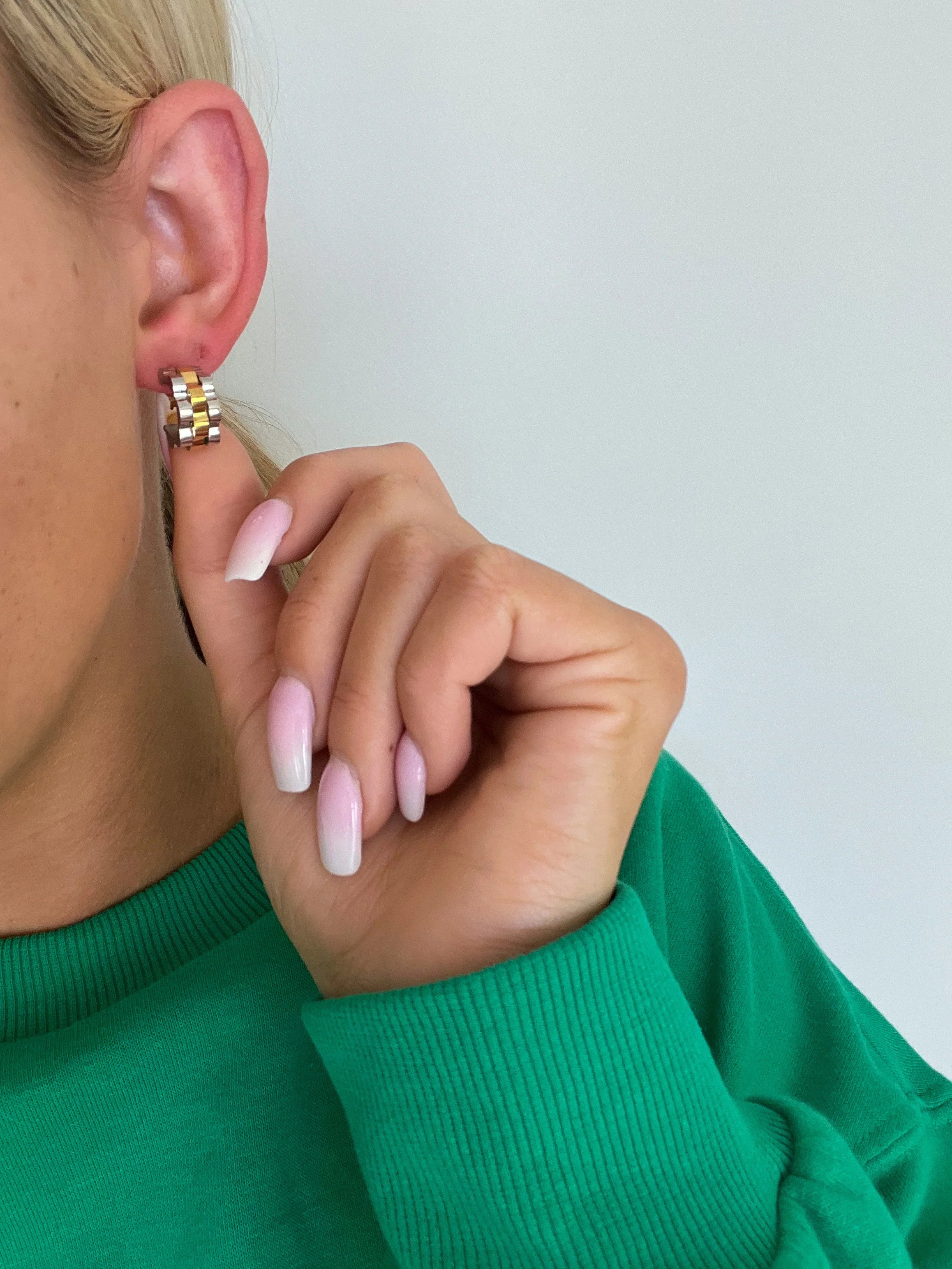 Small Rolly Two Toned Hoop Earrings
