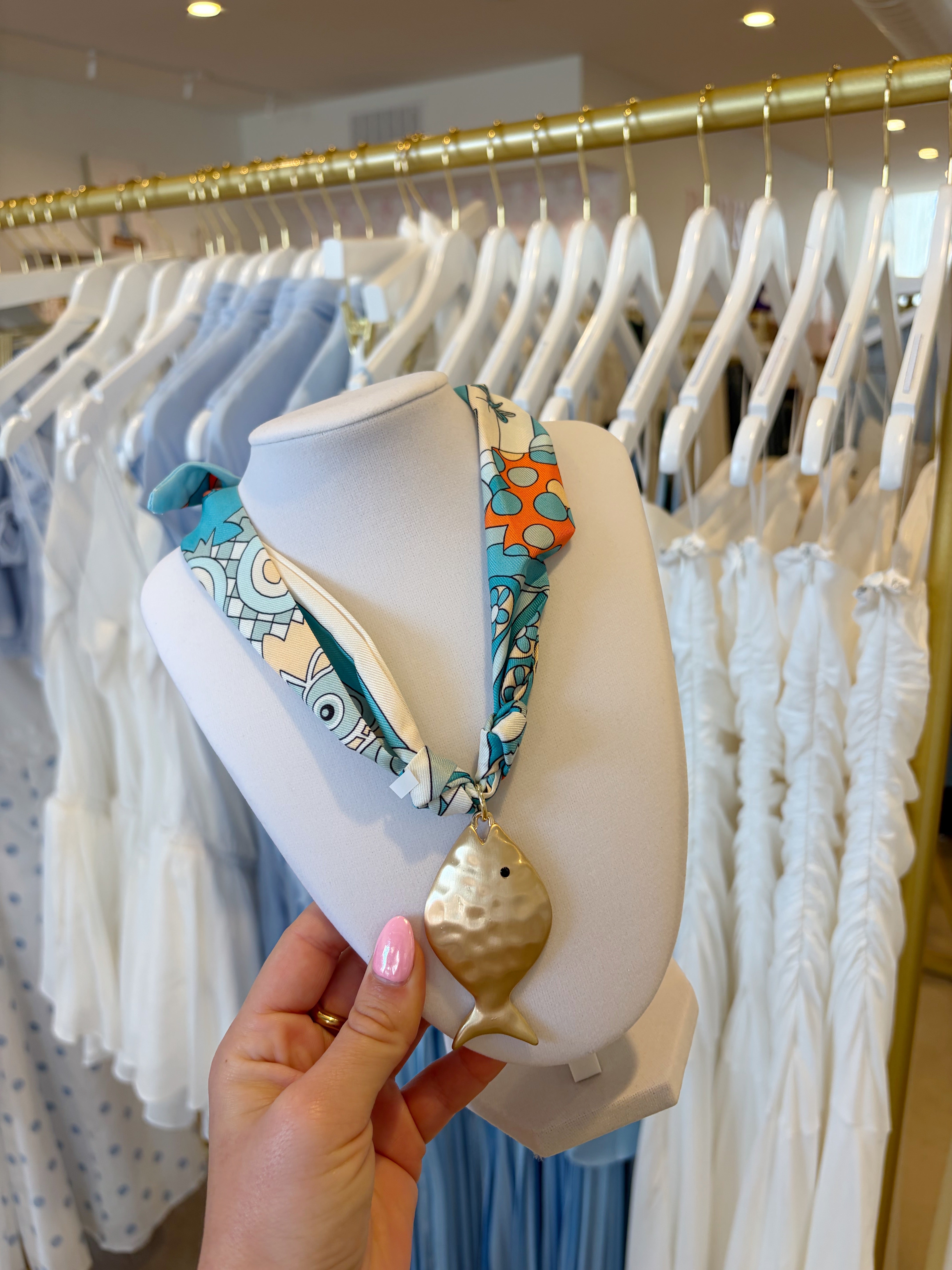 Bold Fish Statement Scarf Necklace