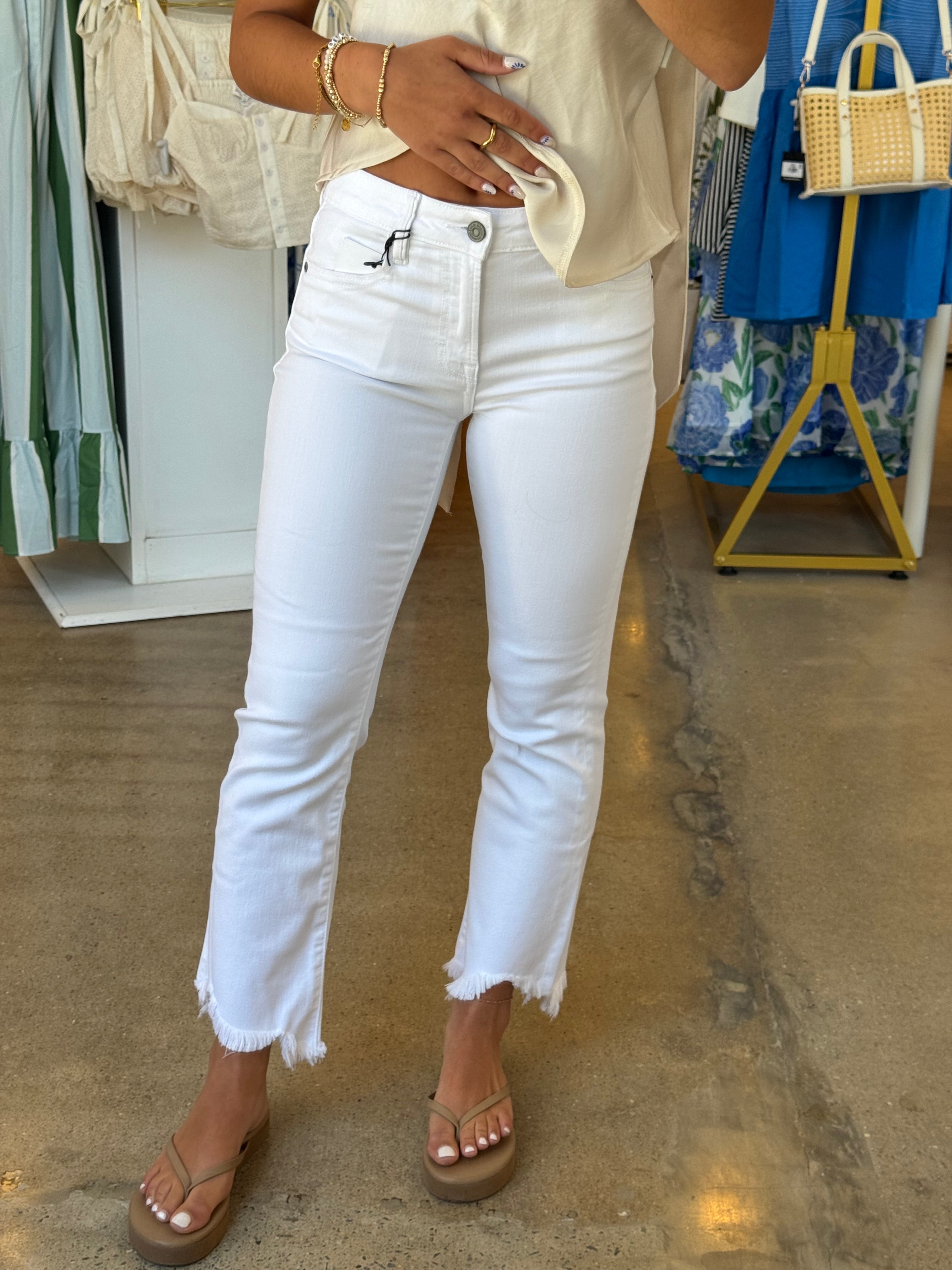 Jenni Cropped Denim - White - Hidden Jeans