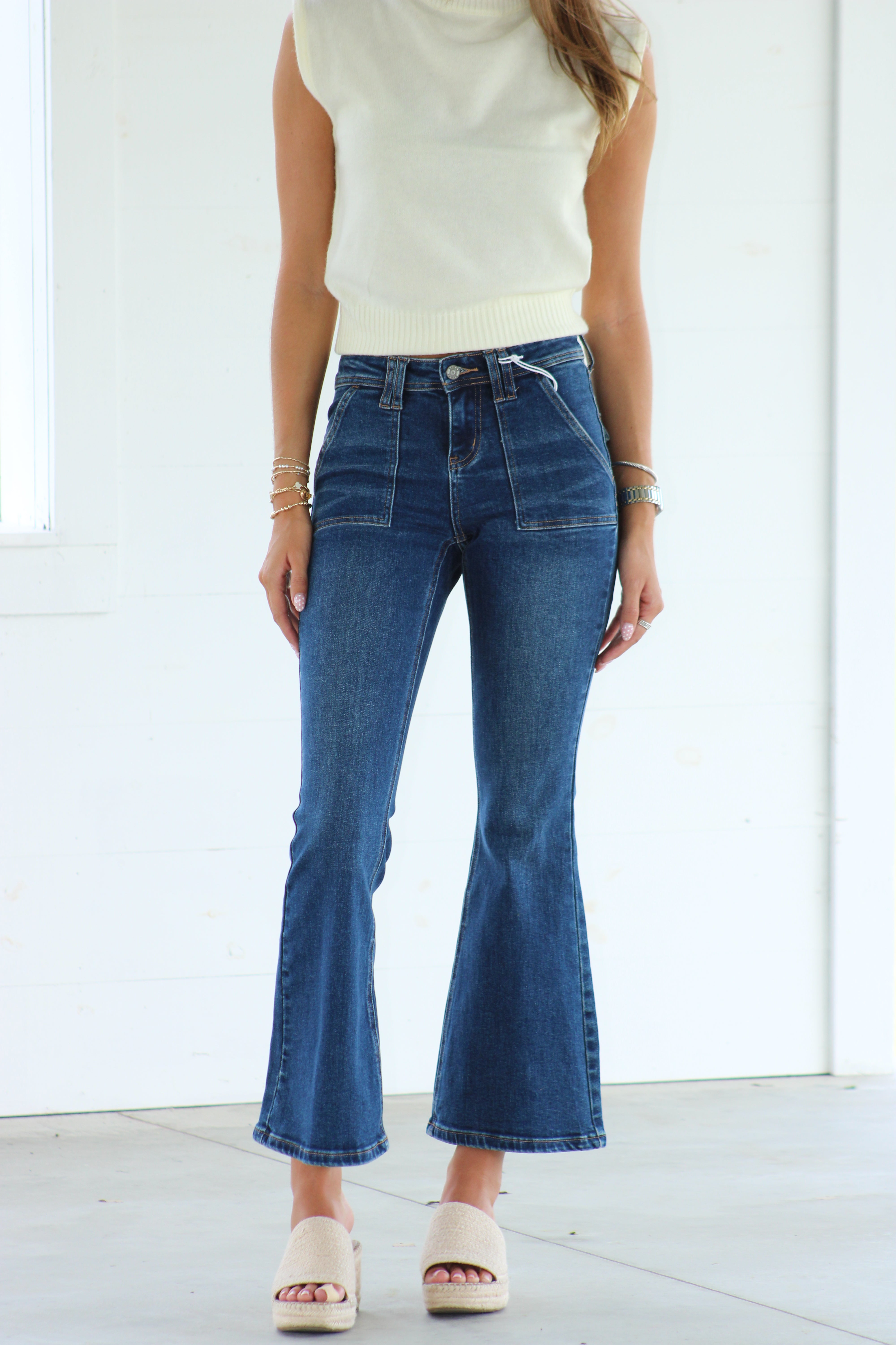 Jess Mid Rise Flare Denim - Dark Wash