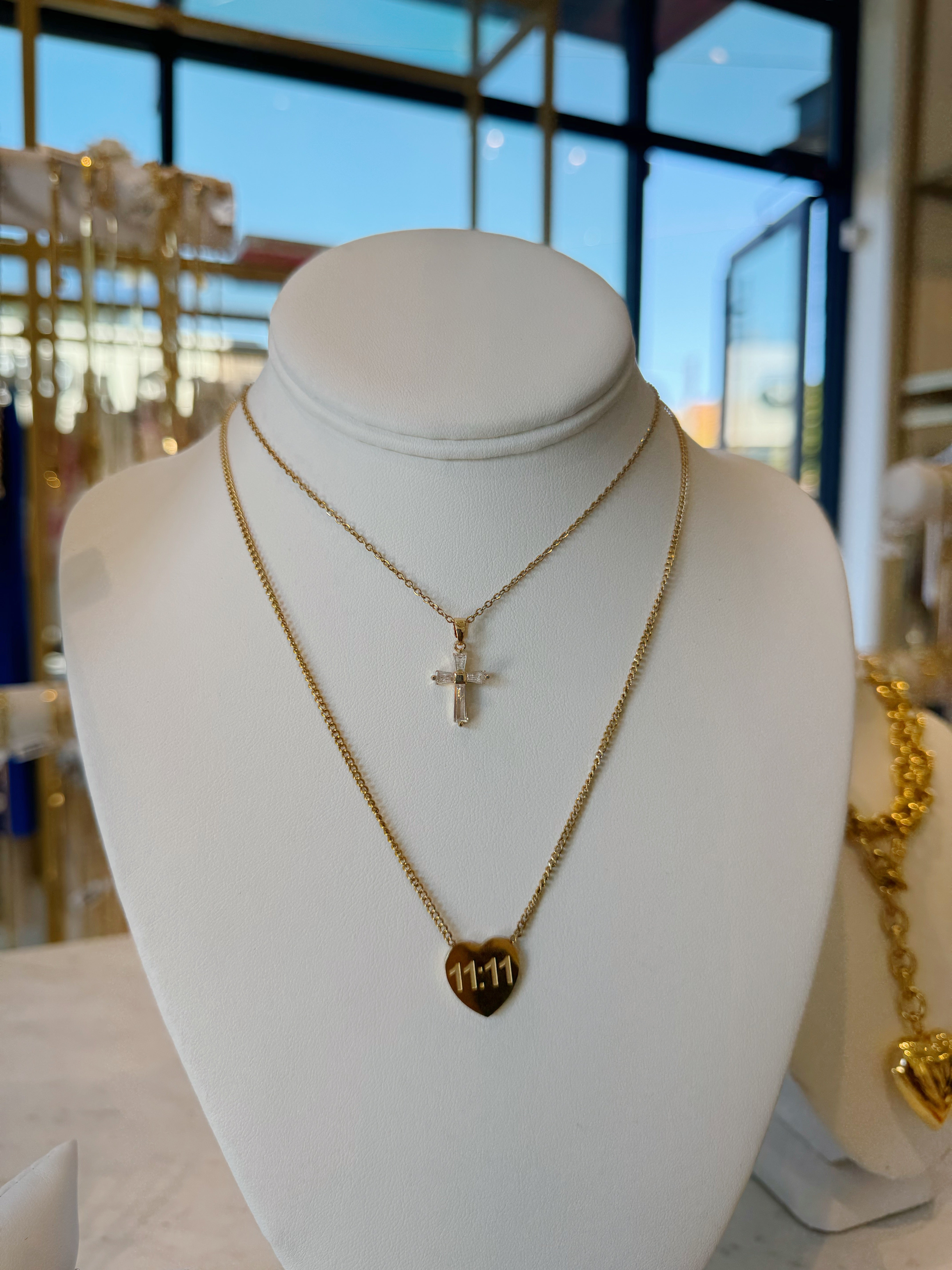 Small Crystal Cross Necklace