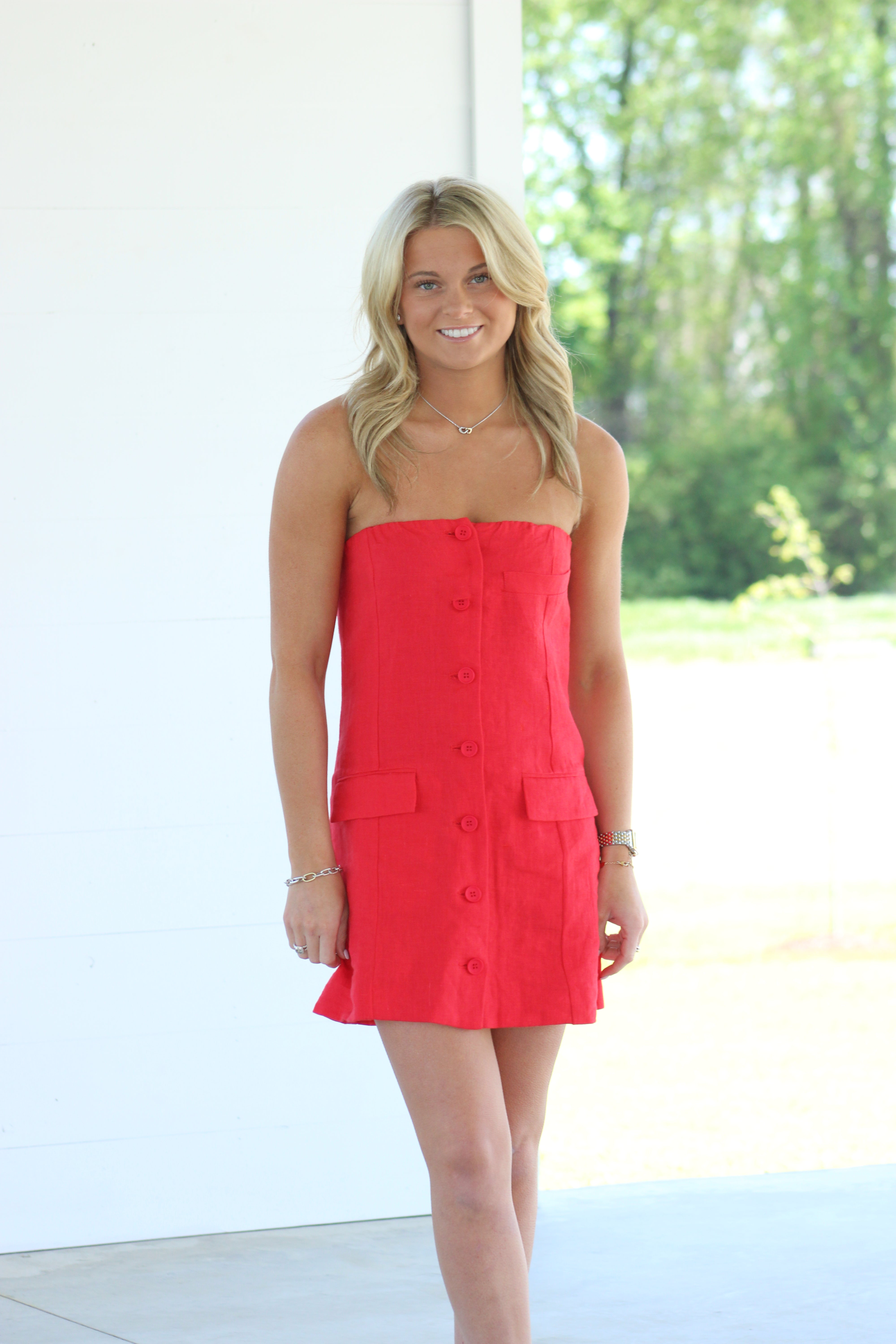 Can’t Move On Linen Mini Dress - Red