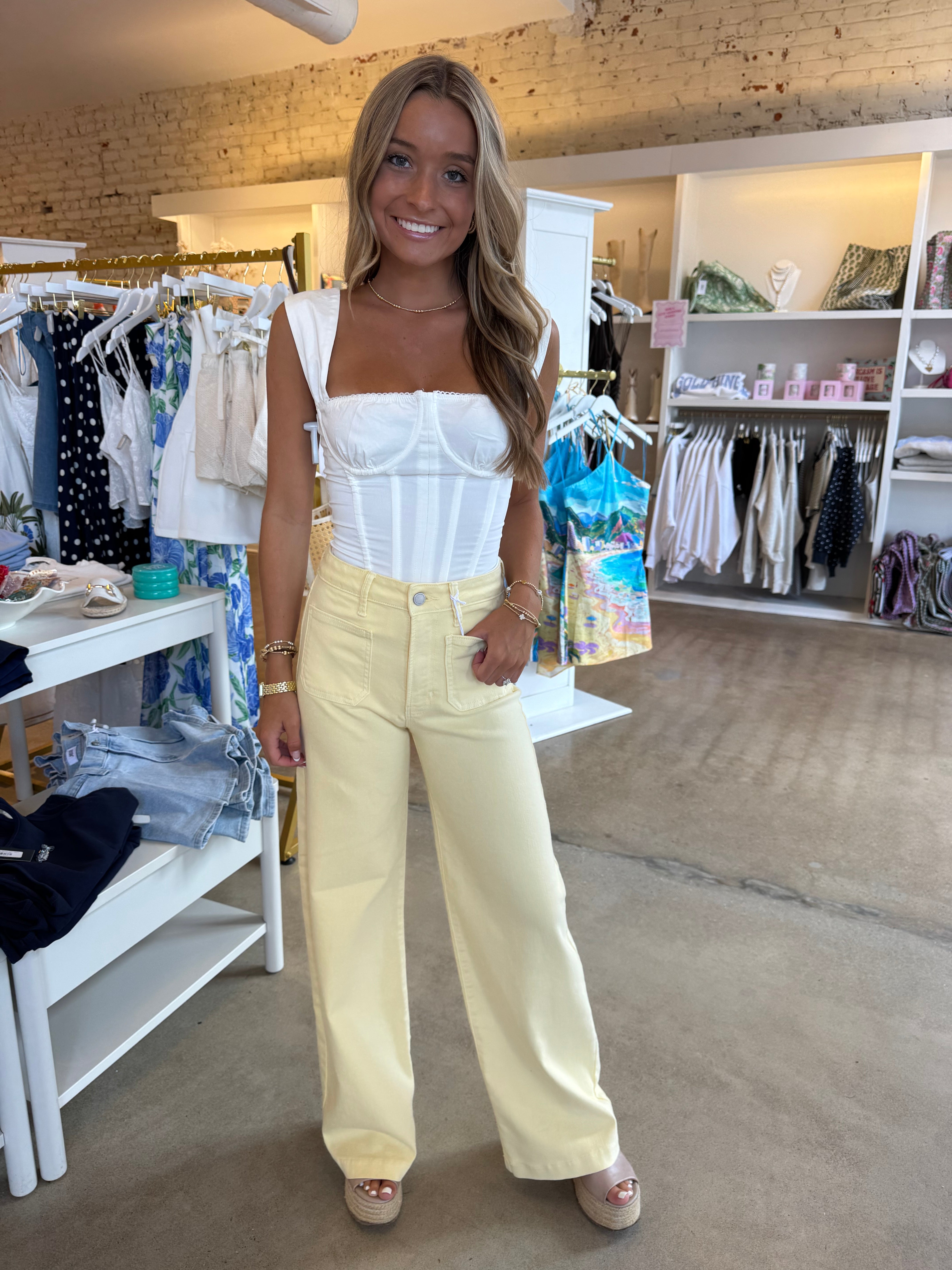 Sunshine Patch Pocket Wide Leg Denim