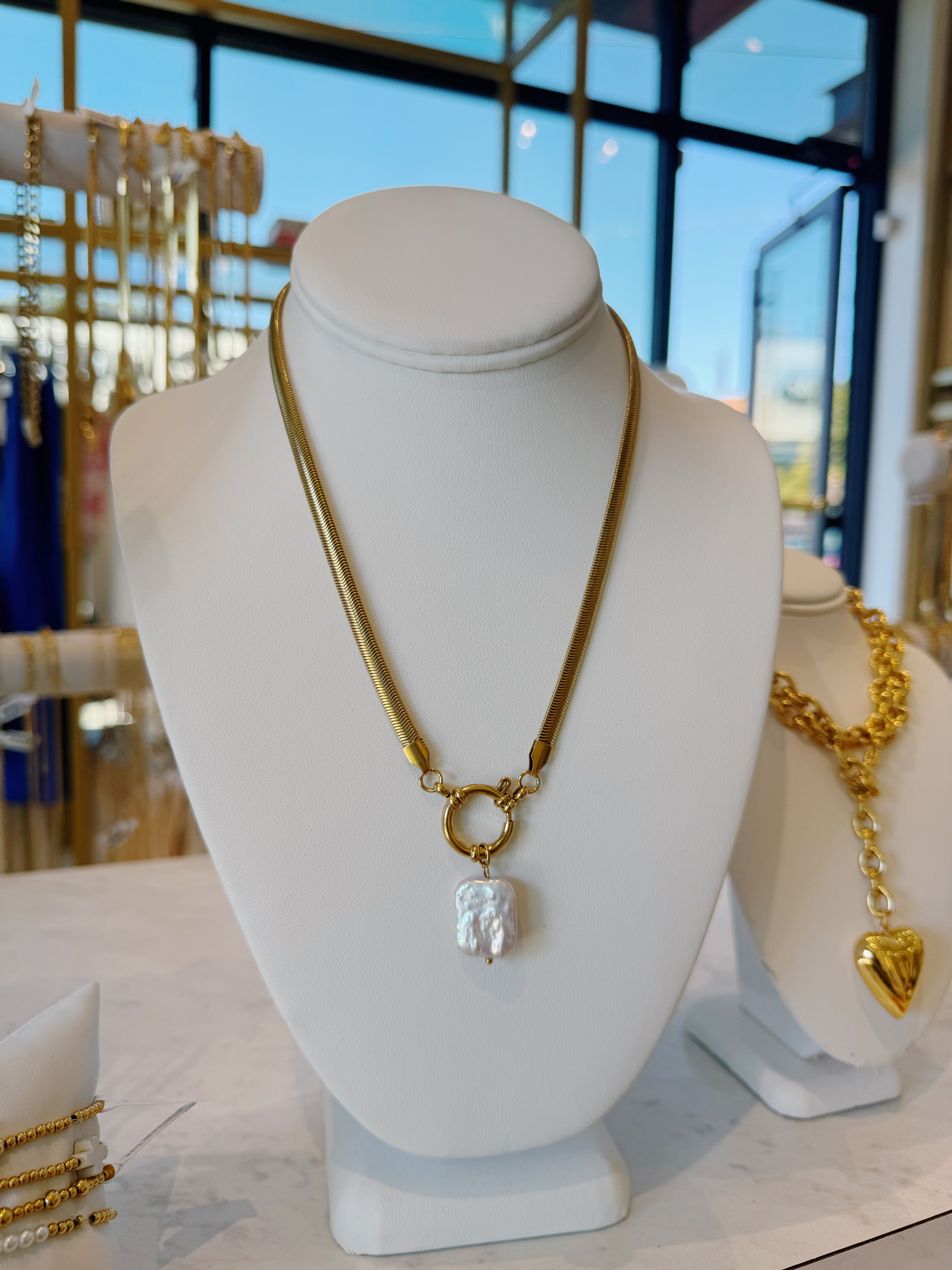 Herringbone Pearl Necklace