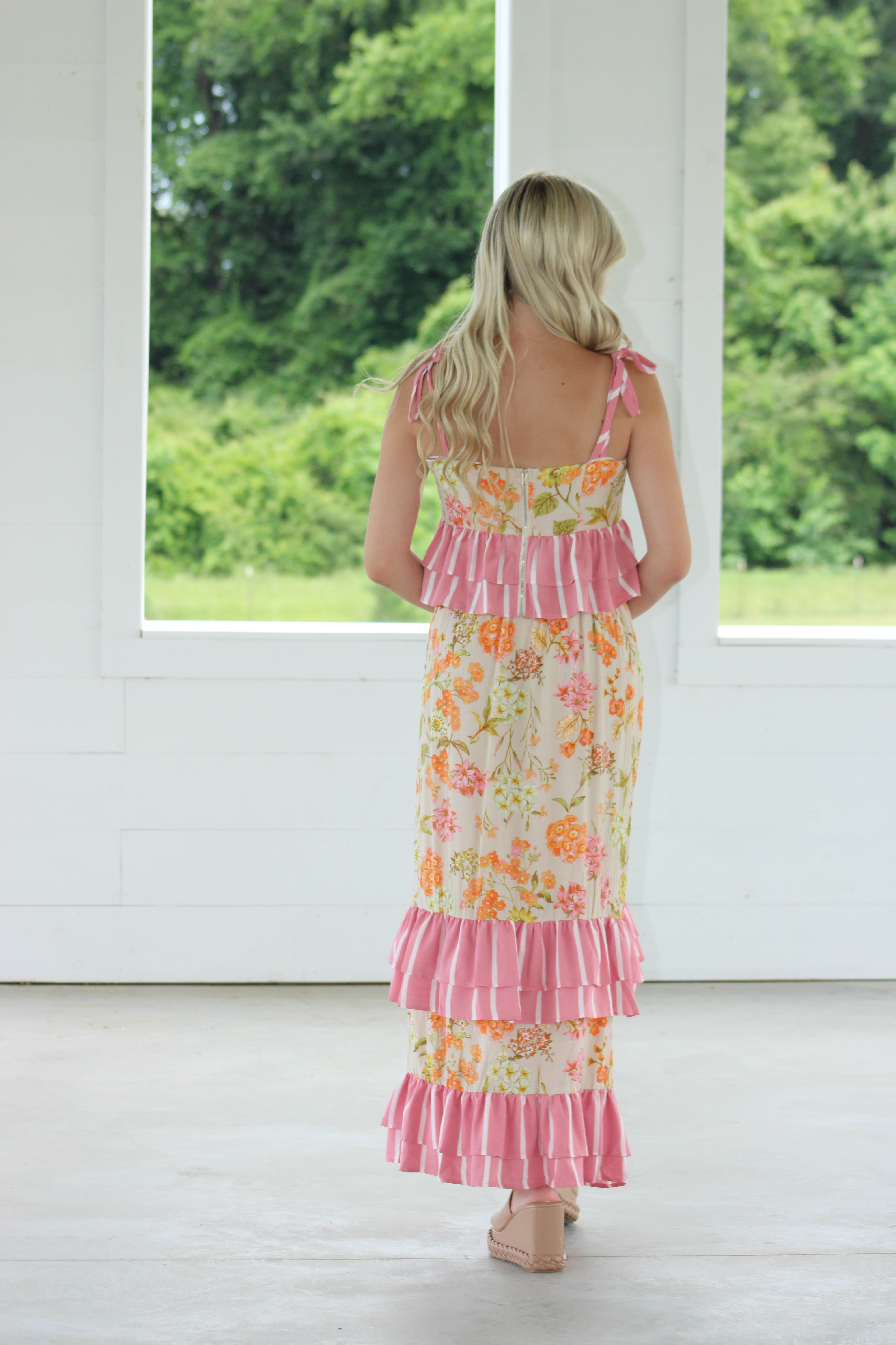 Daisy Midi Skirt Set - Pink Multi