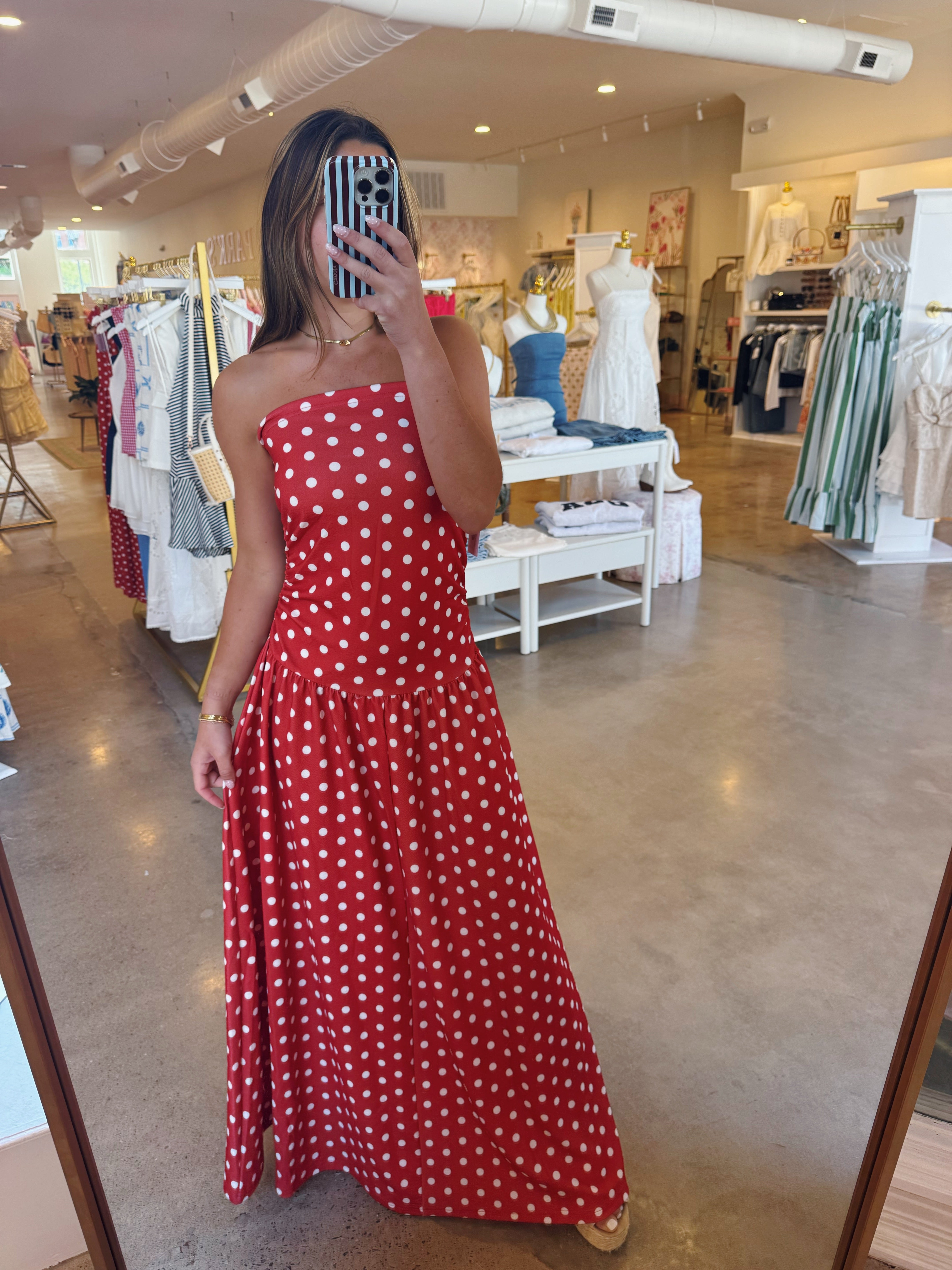 Lana Maxi Dress - Red Polka Dot