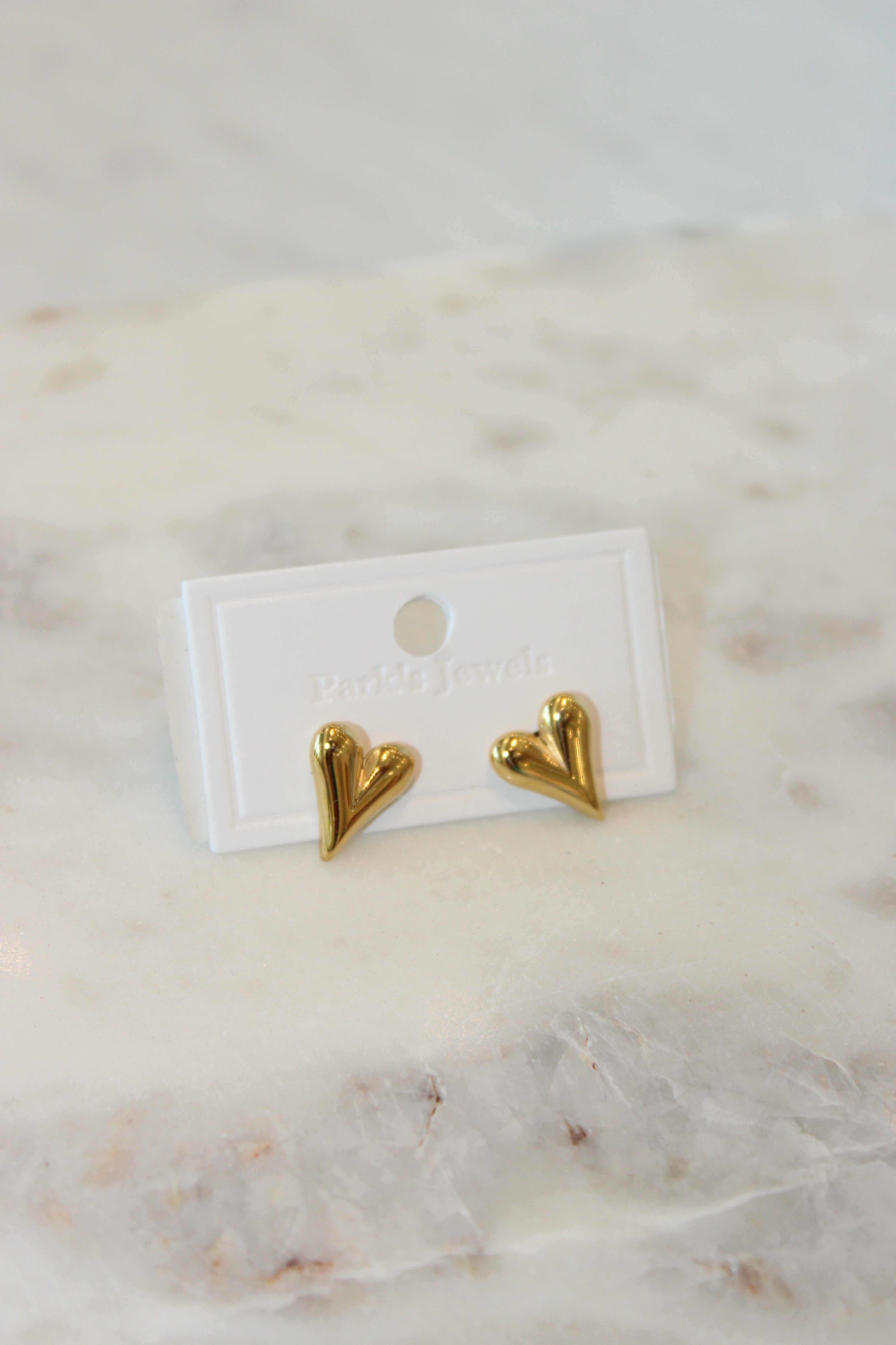 Heart Studs - Gold - Water Resistant