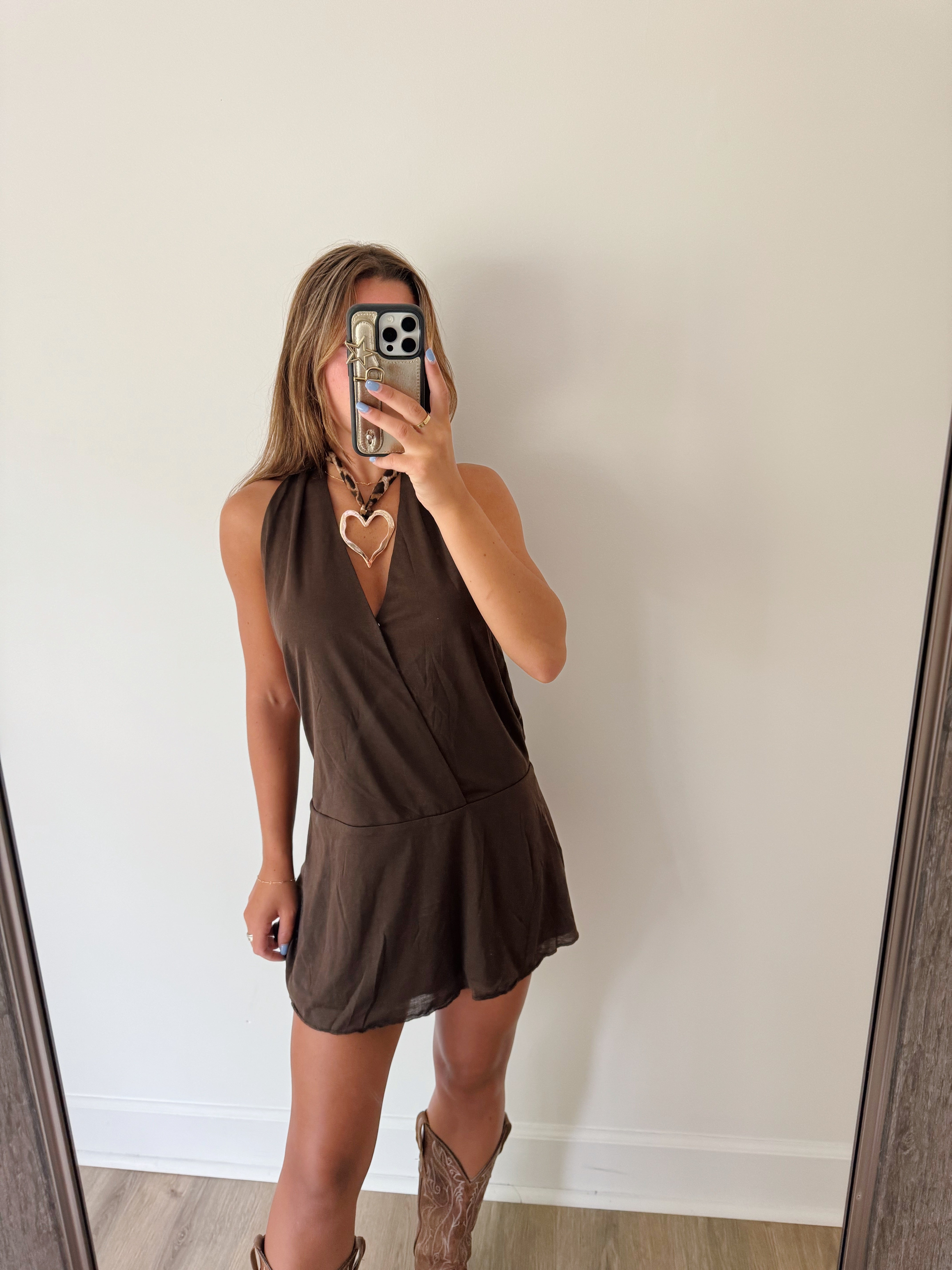 A Night to Remember Mini Dress - Brown