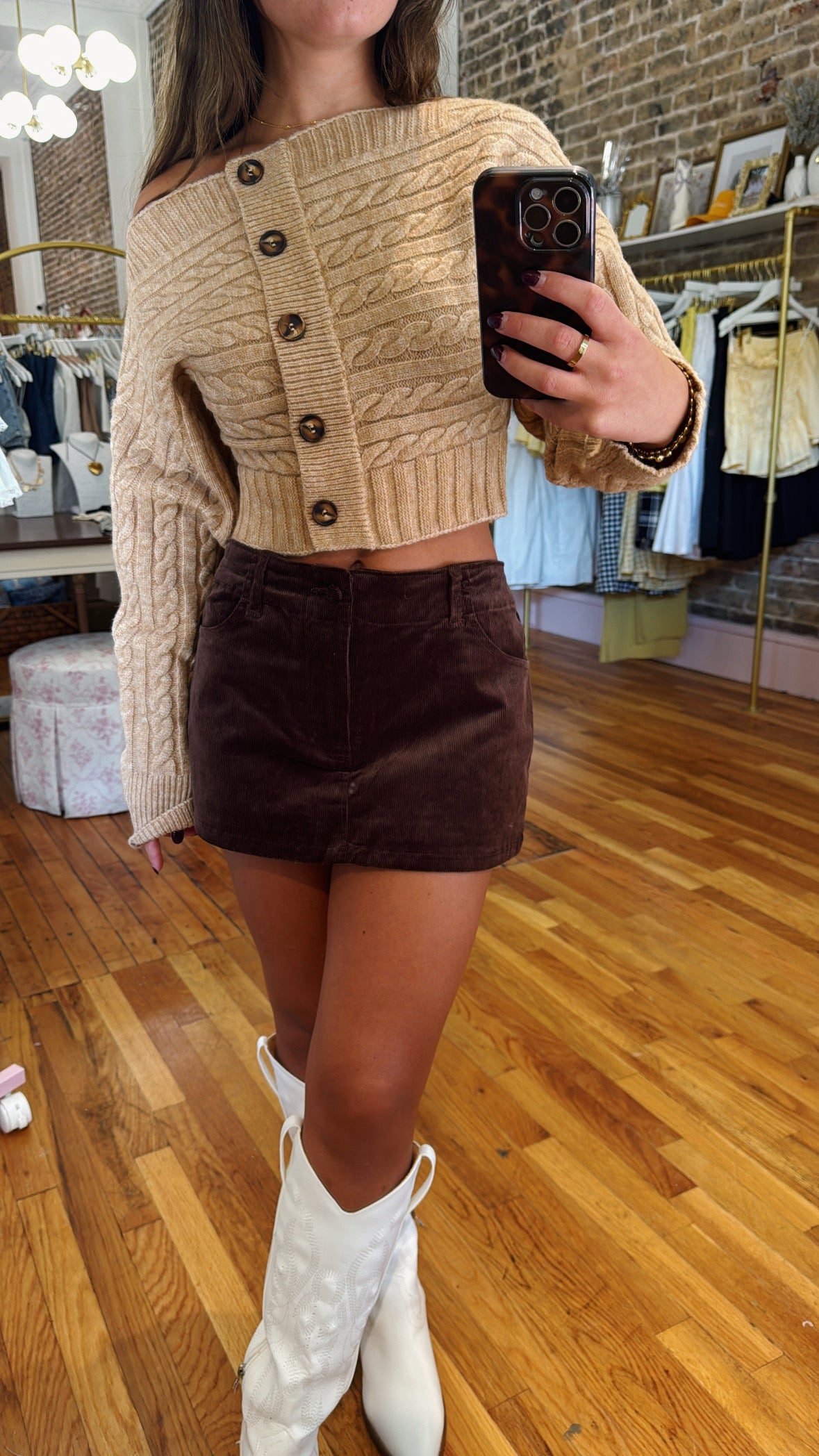 Luci Corduroy Mini Skirt - Brown
