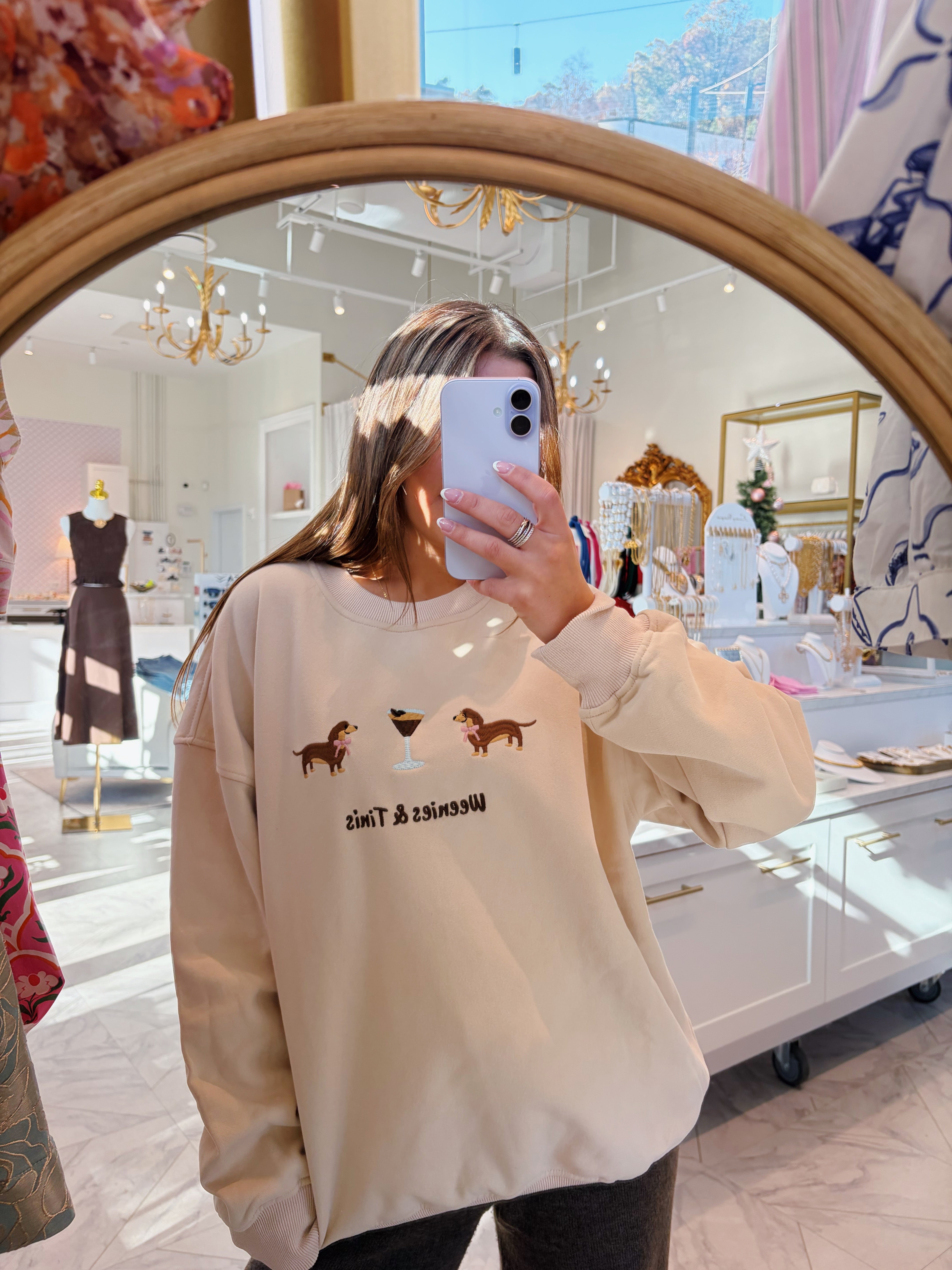 Weenies & Tinis Embroidered Sweatshirt - Taupe