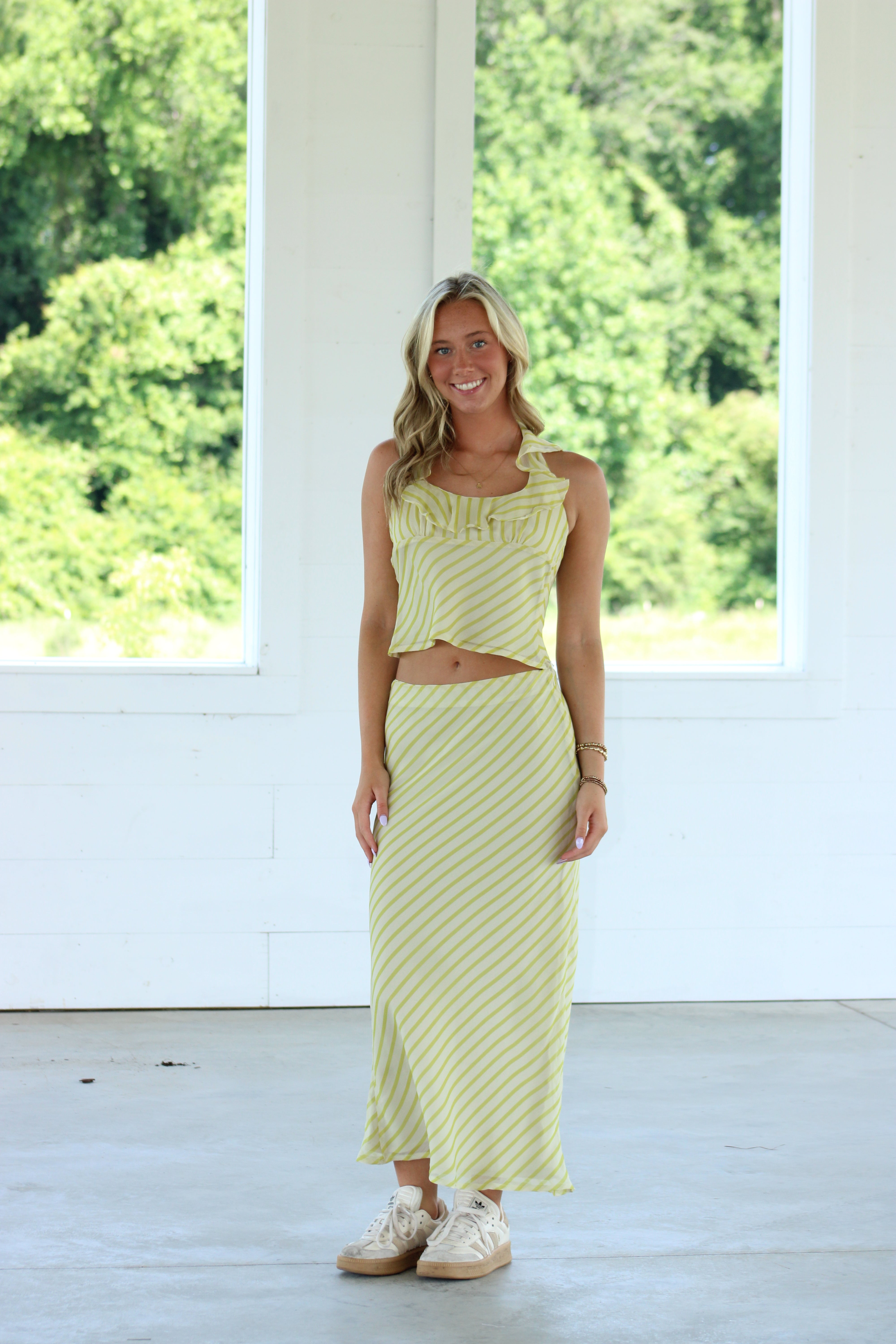 Just A Feeling Top & Skirt Set - Lime