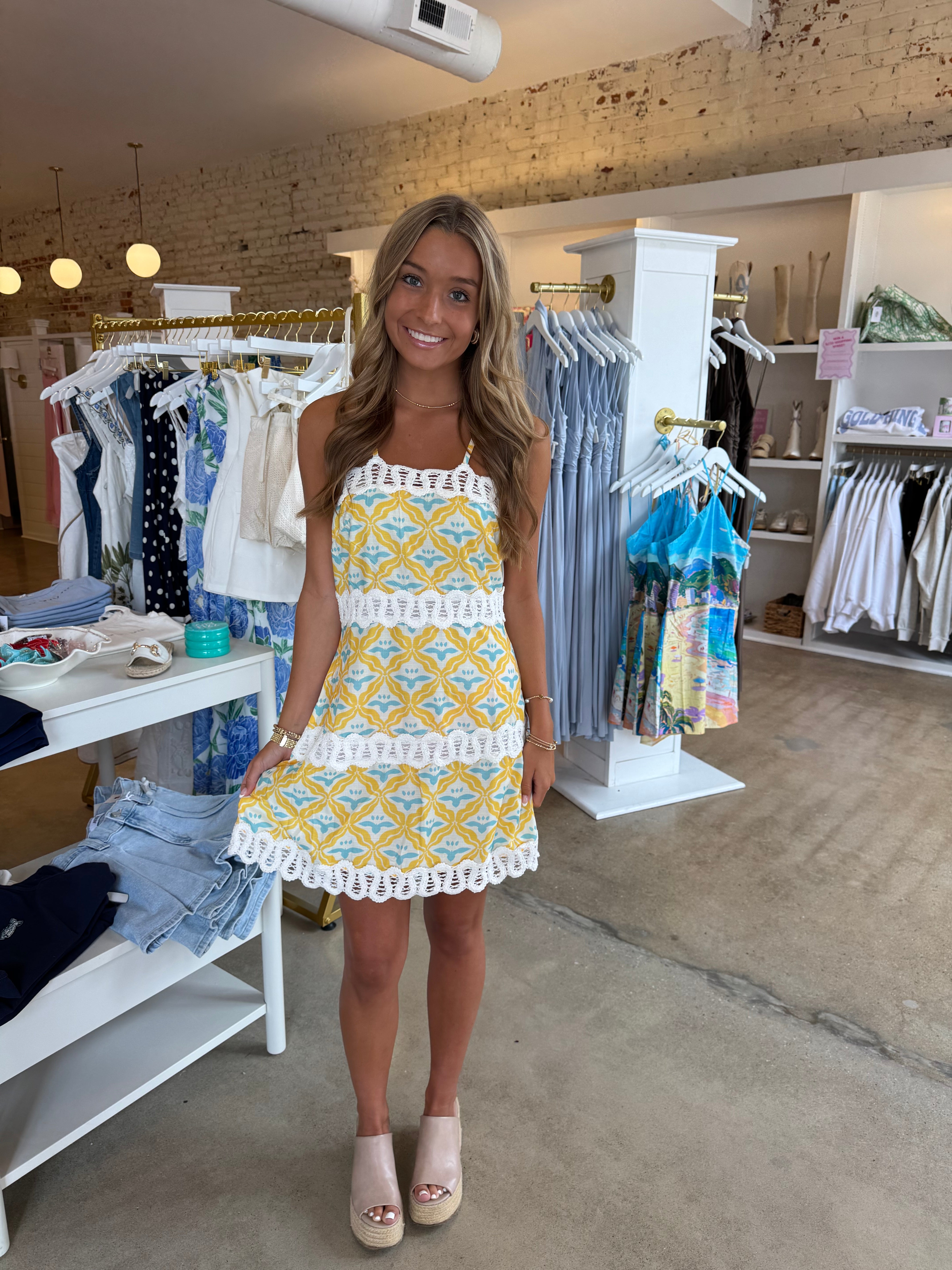 Madigan Linen Mini Dress - Yellow