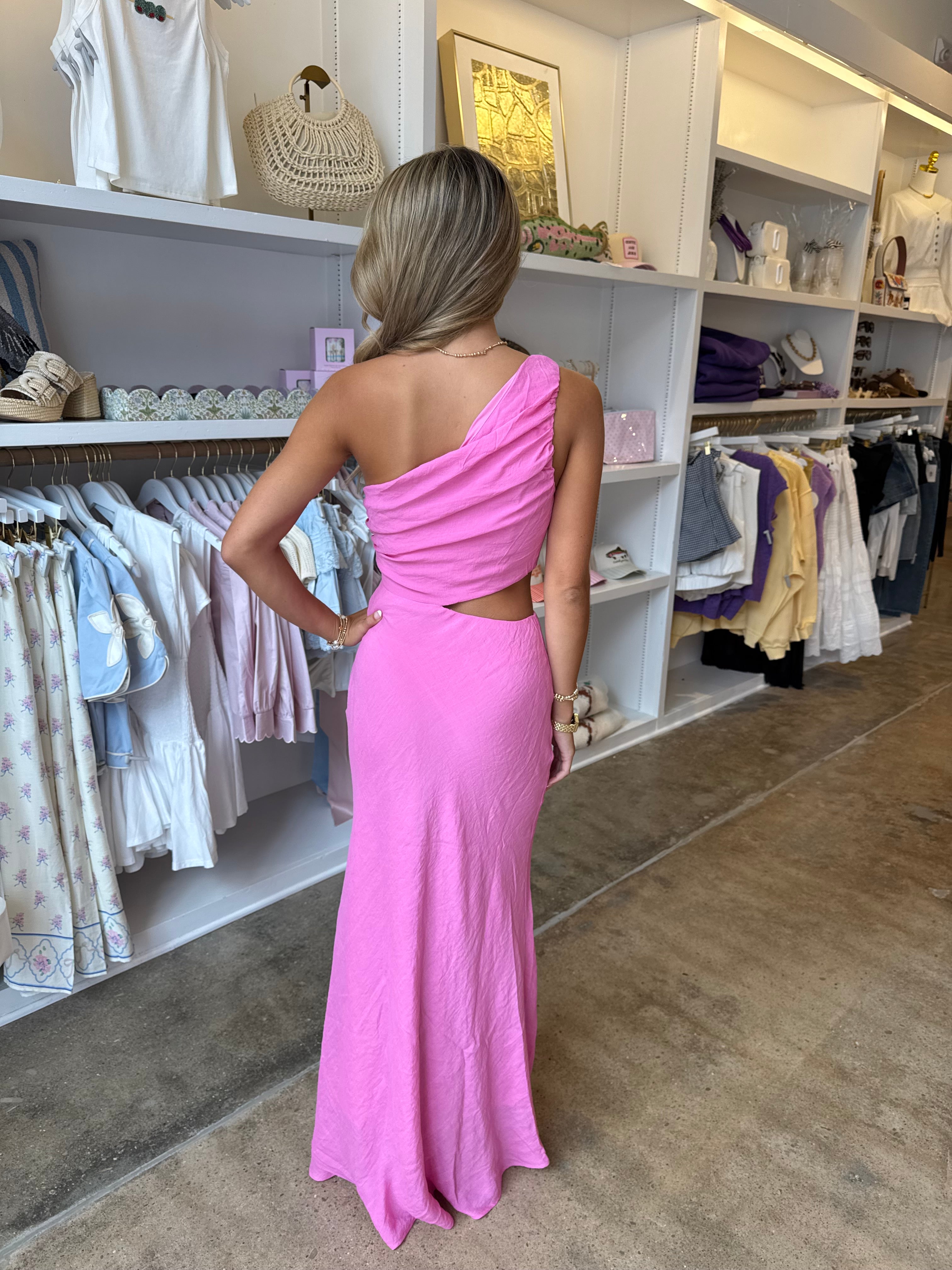 Malibu Cut Out Midi Dress - Hot Pink