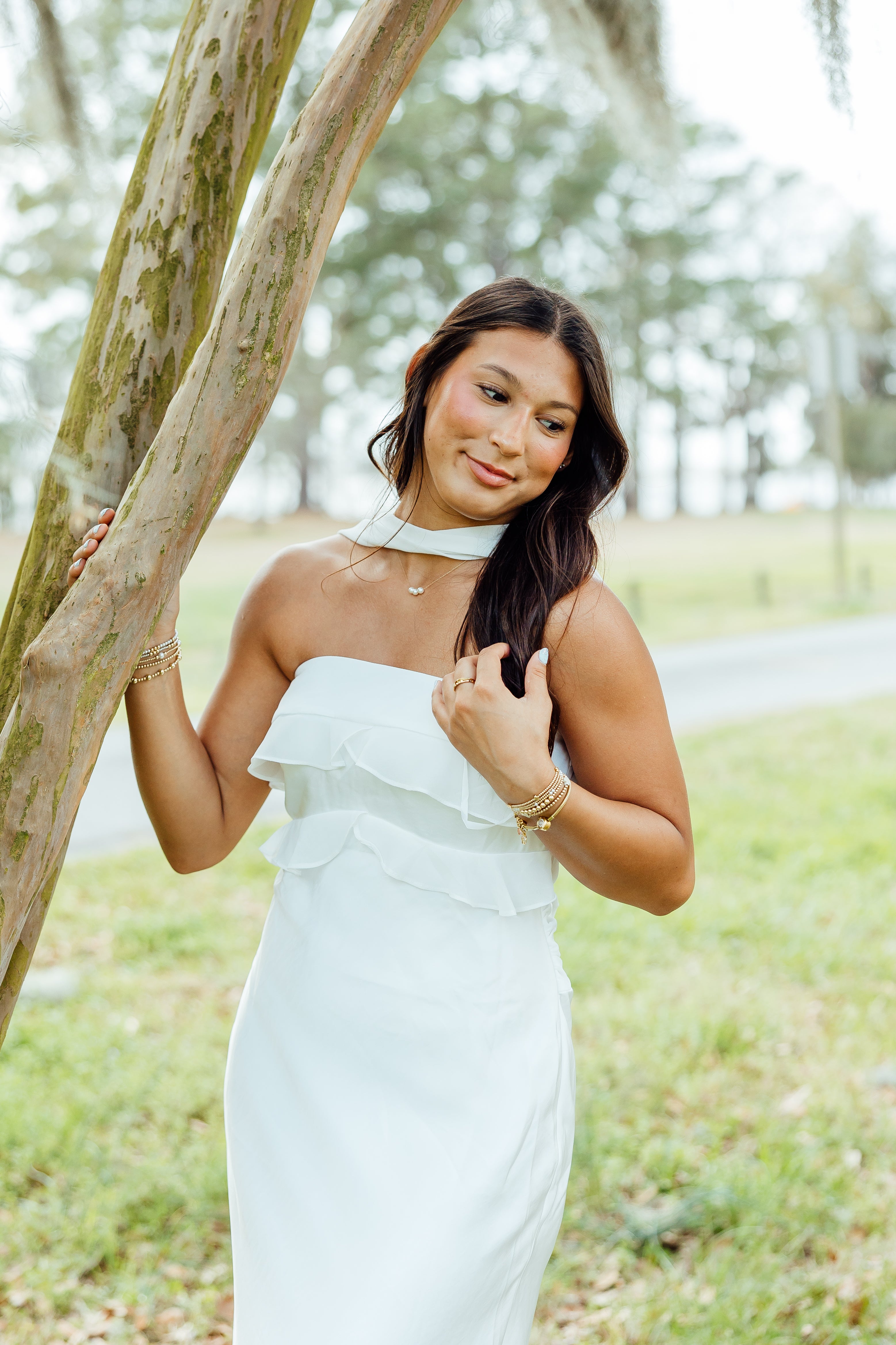 Special Occasion Satin Dress - White